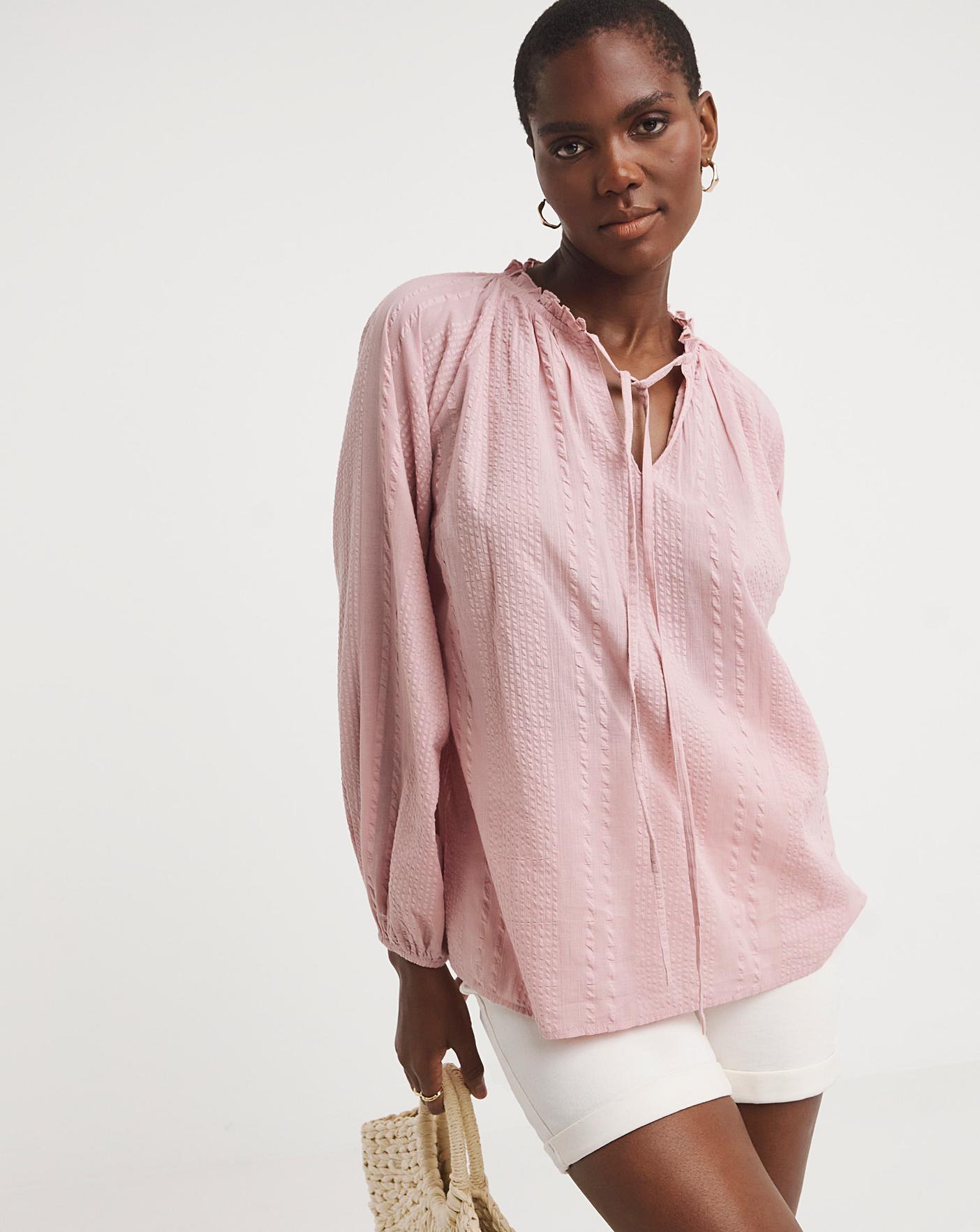 Collarless Tie Neck Blouse Ambrose Wilson