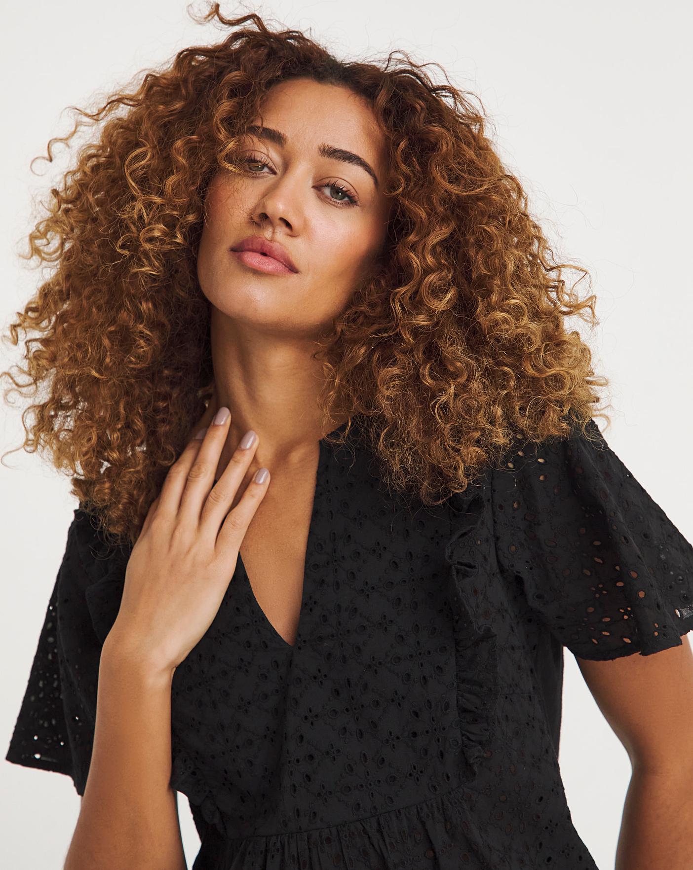 Broderie Frill Jersey Back Top | Crazy Clearance