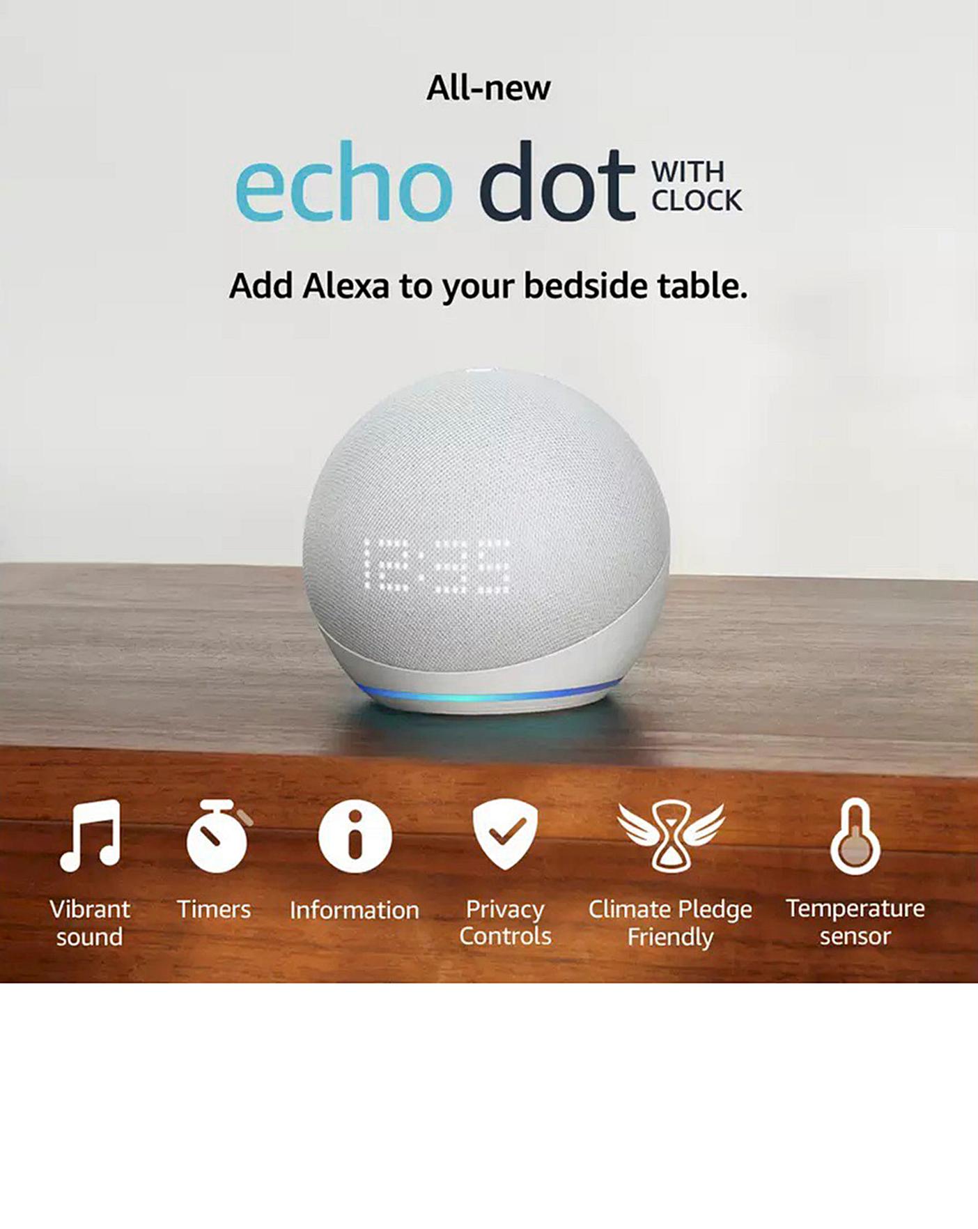 Echo Dot (5th Gen) Smart Speaker with Clock & Alexa - Glacier White