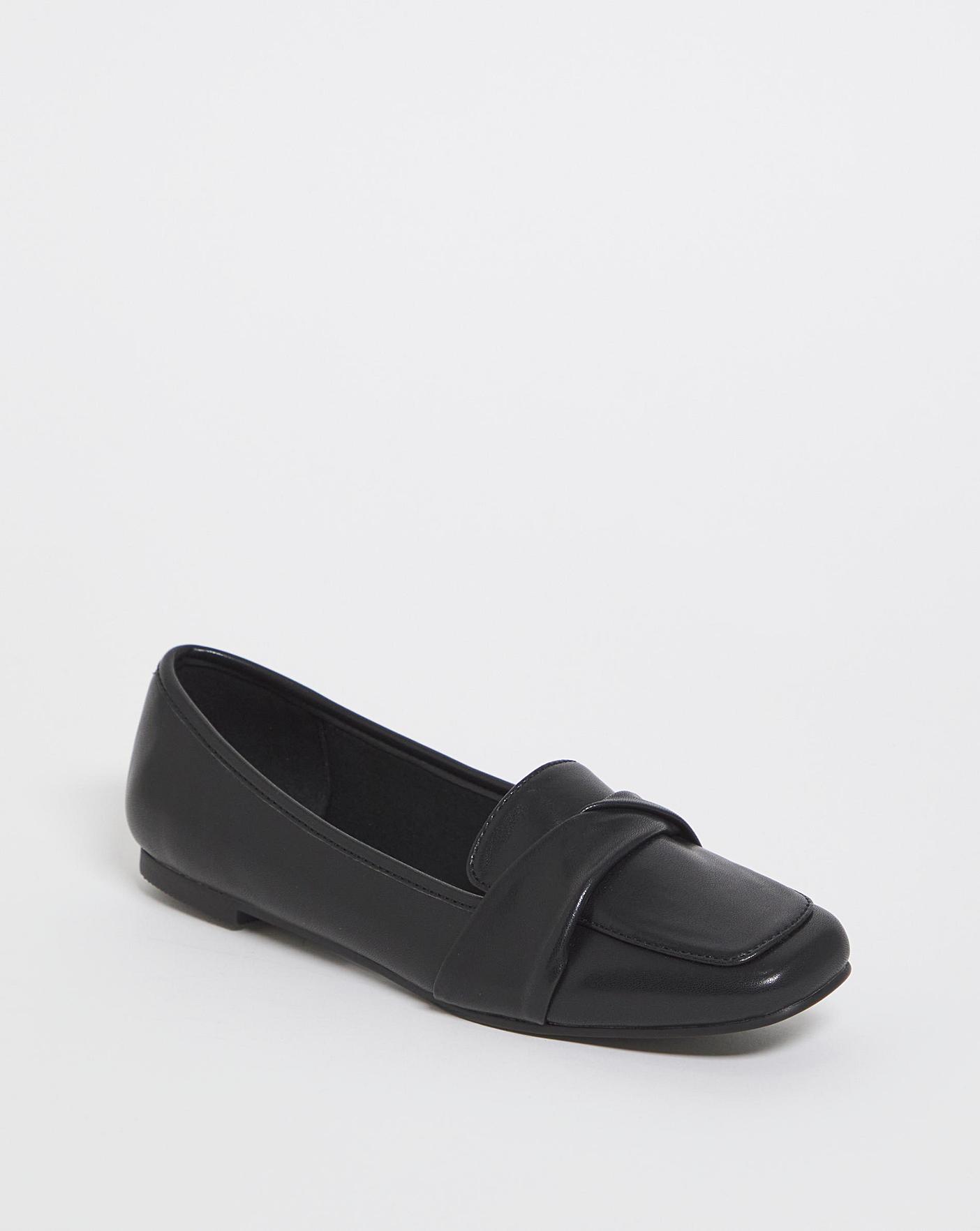 Black leather best sale loafers womens sale