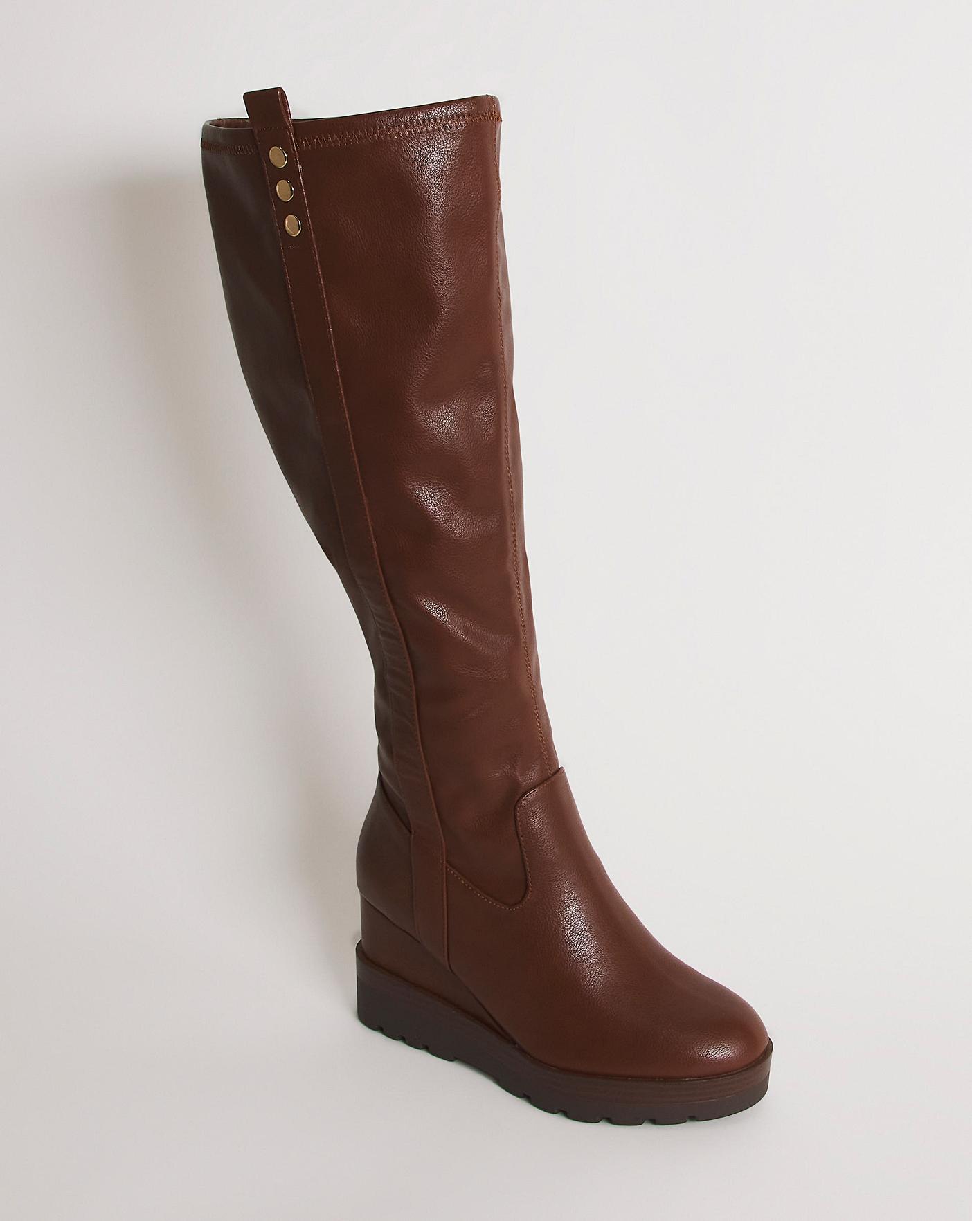 Stretch Wedge Knee Boots Ex Wide SC | J D Williams