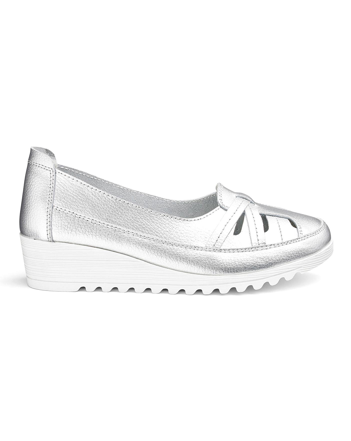 silver wedge loafers