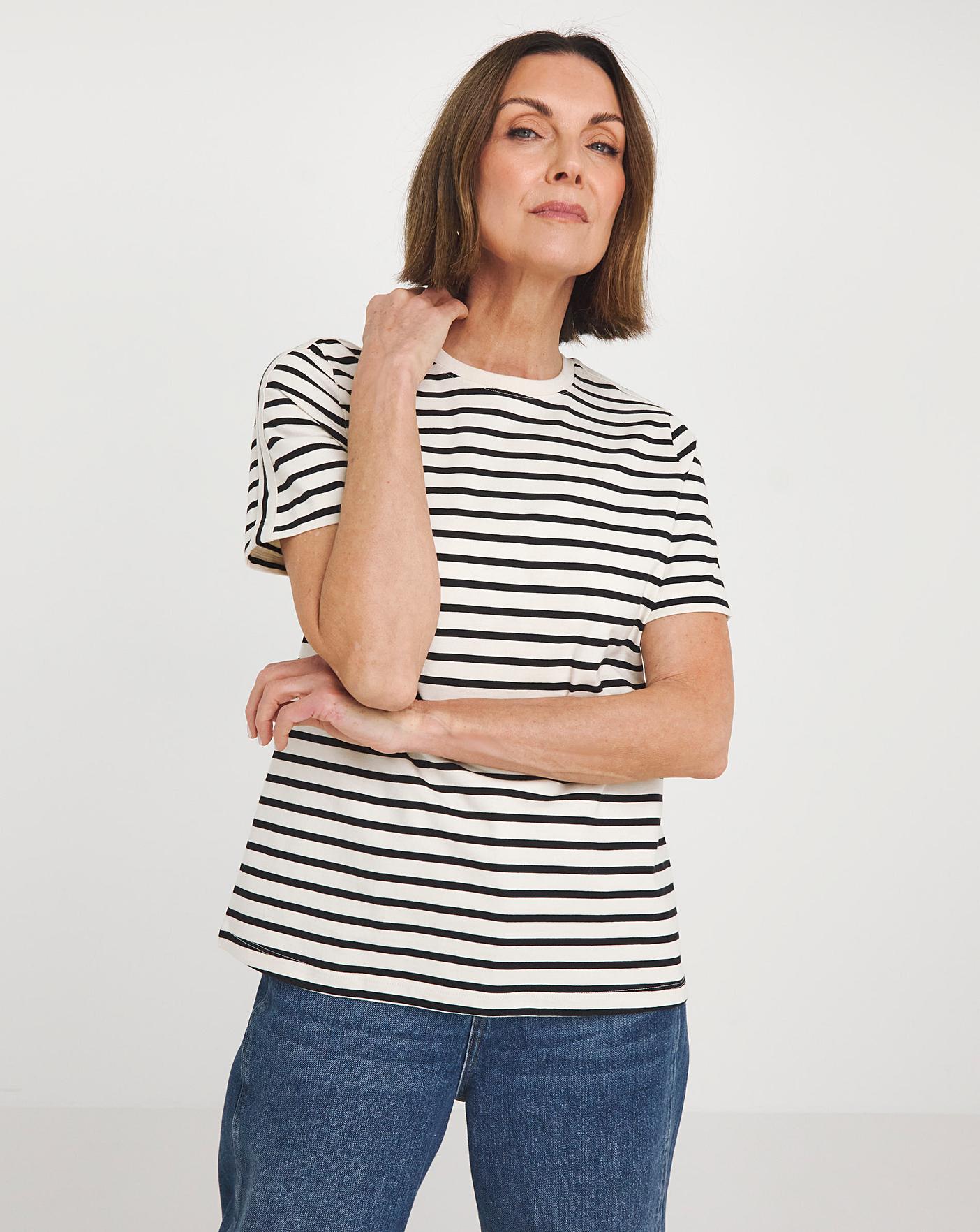 Striped Contrast Tipping T-Shirt | J D Williams