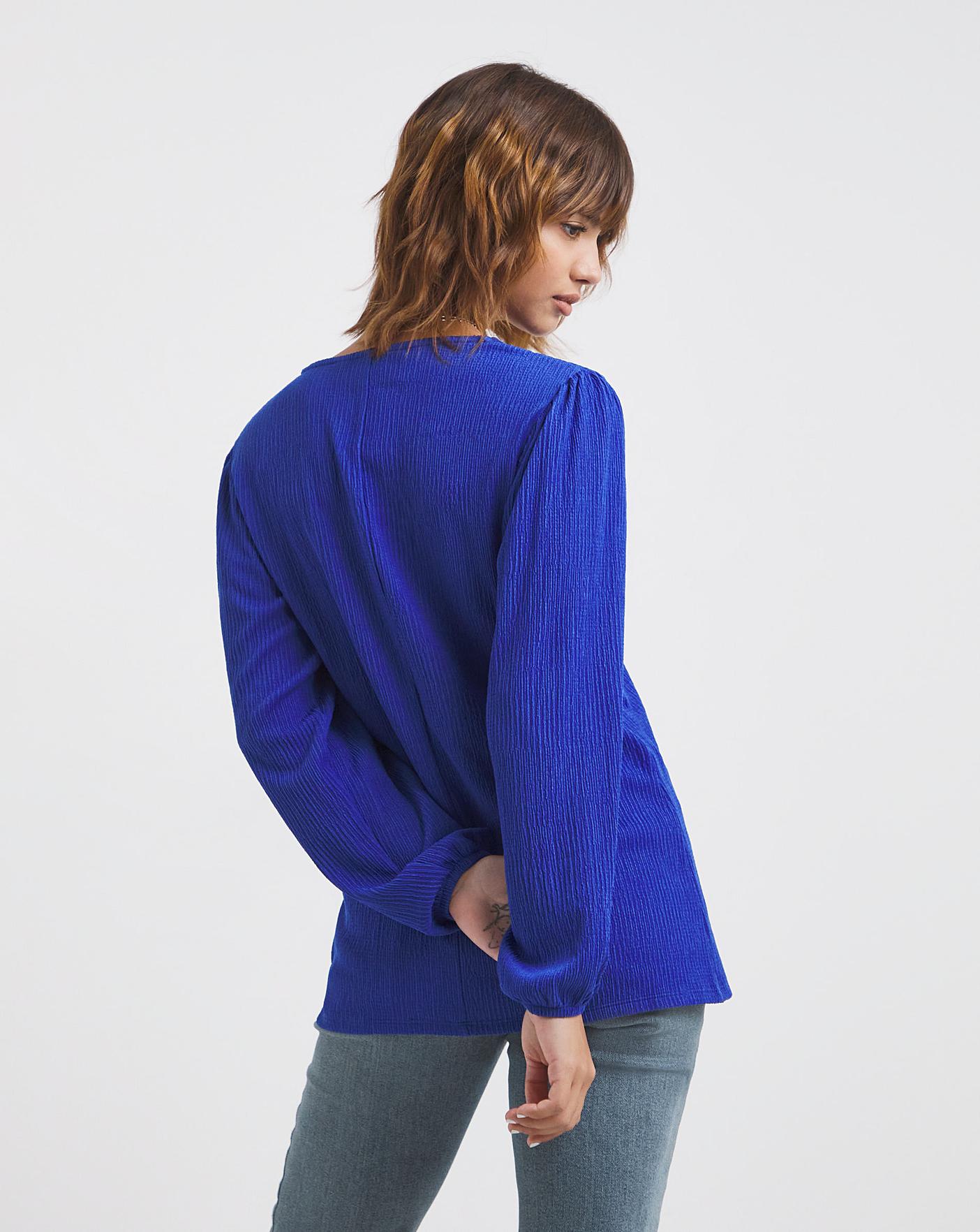 Shirred Shoulder Jersey Crinkle Top | Fashion World