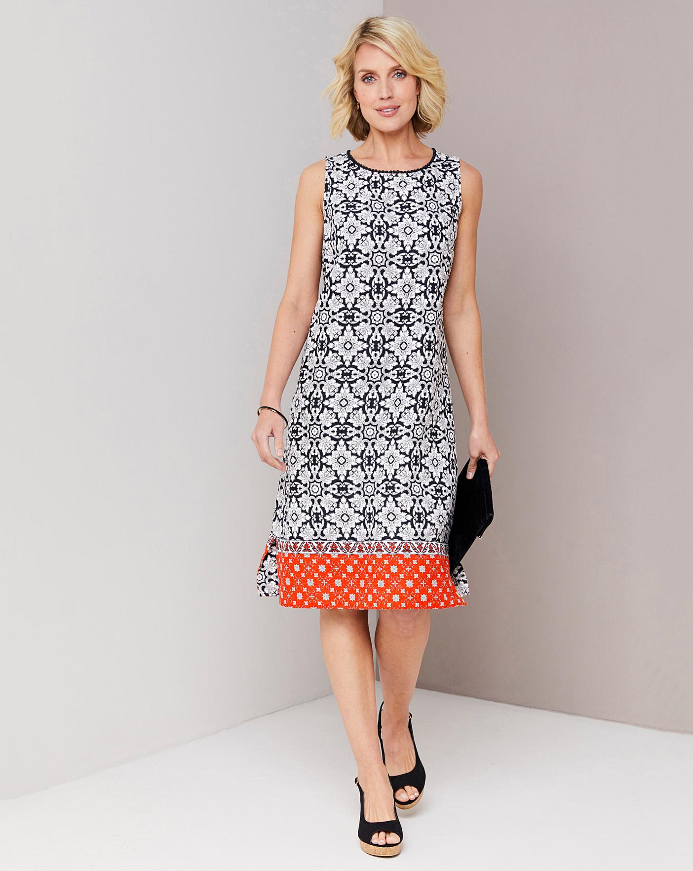 next border print shift dress