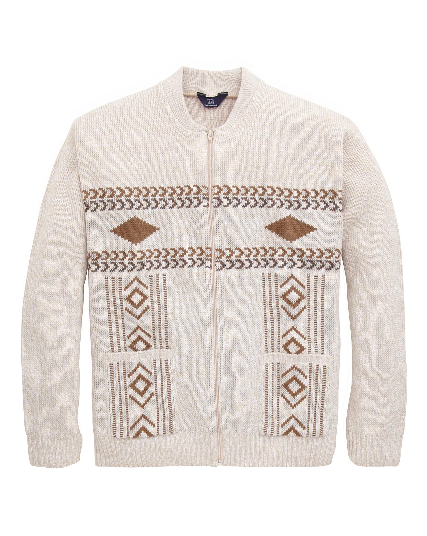 Premier Man Jacquard Zipper Cardigan R J D Williams