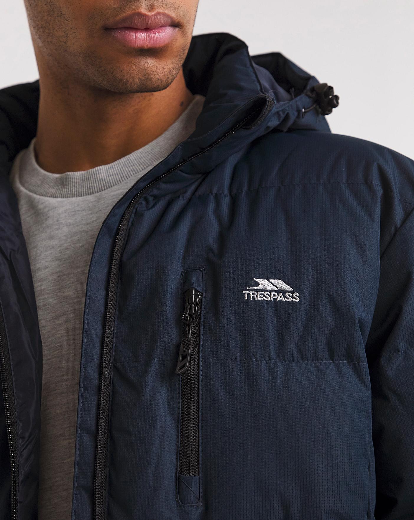 Trespass mens clip clearance padded hooded jacket navy