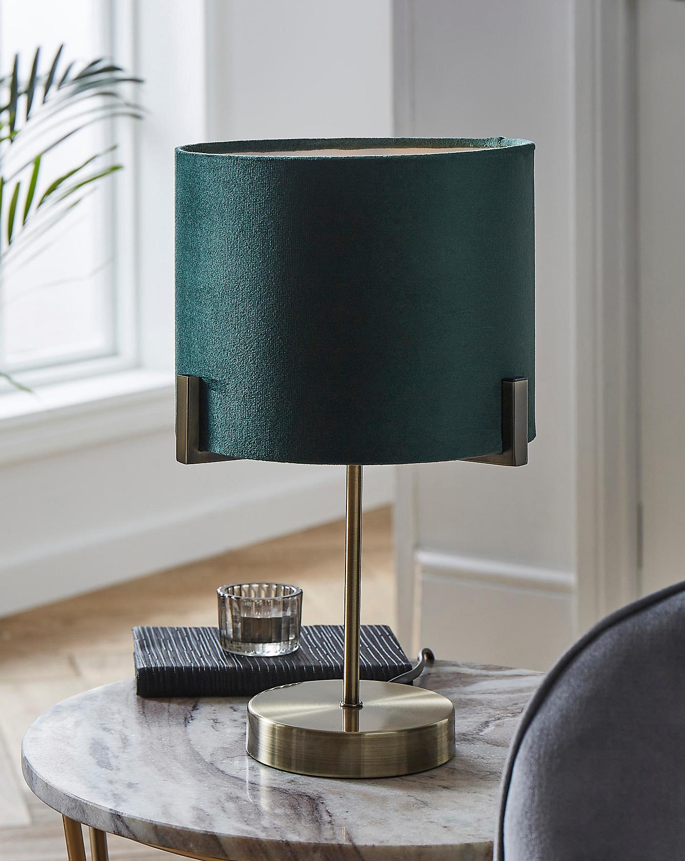 Gold and Green Velvet Table Lamp | Fashion World