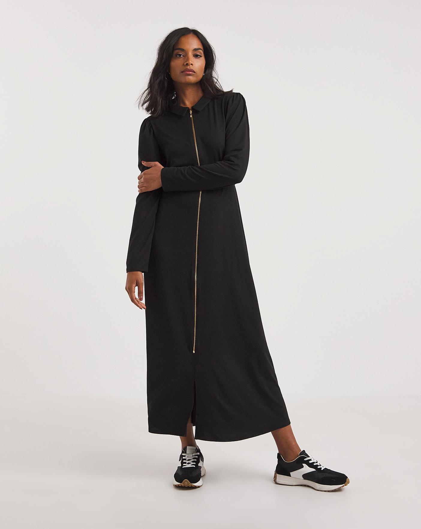 Soft Touch Jersey Zip Front Midi Dress | J D Williams