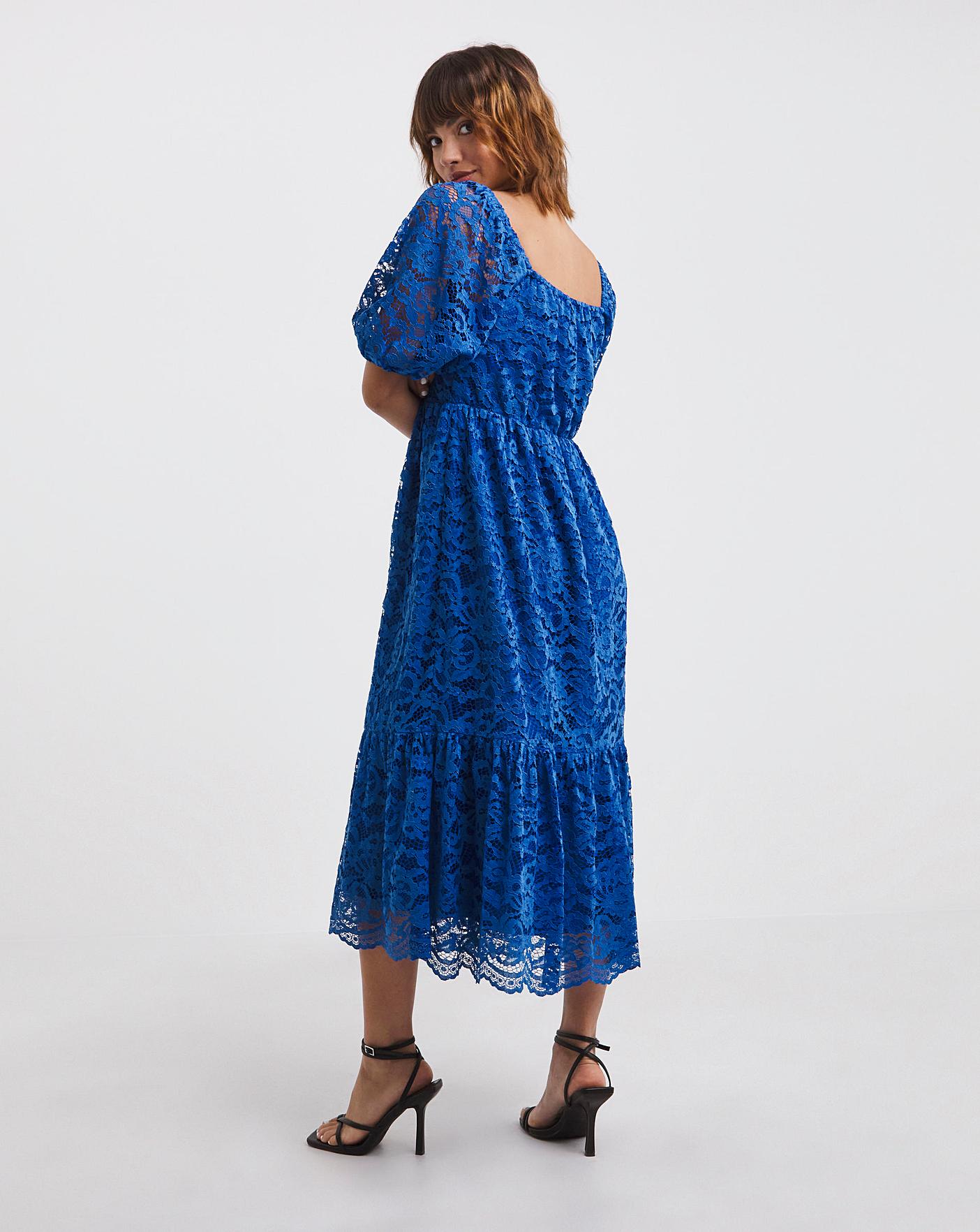 Square Neck Lace Midi Dress | Ambrose Wilson