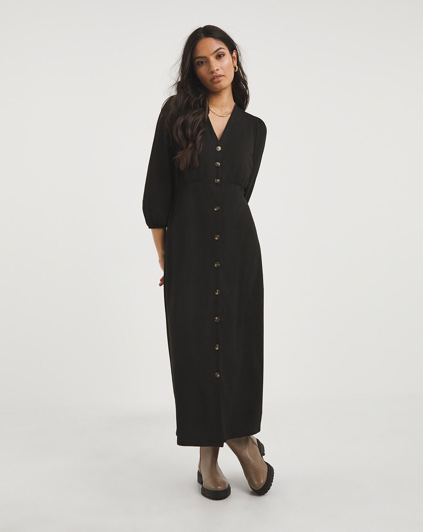 Soft Touch Button Front Midi Dress Oxendales