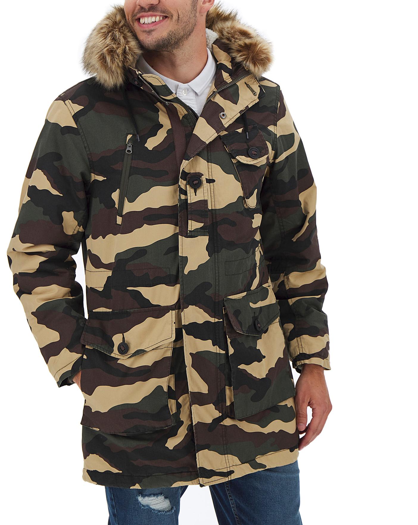 camo fur parka