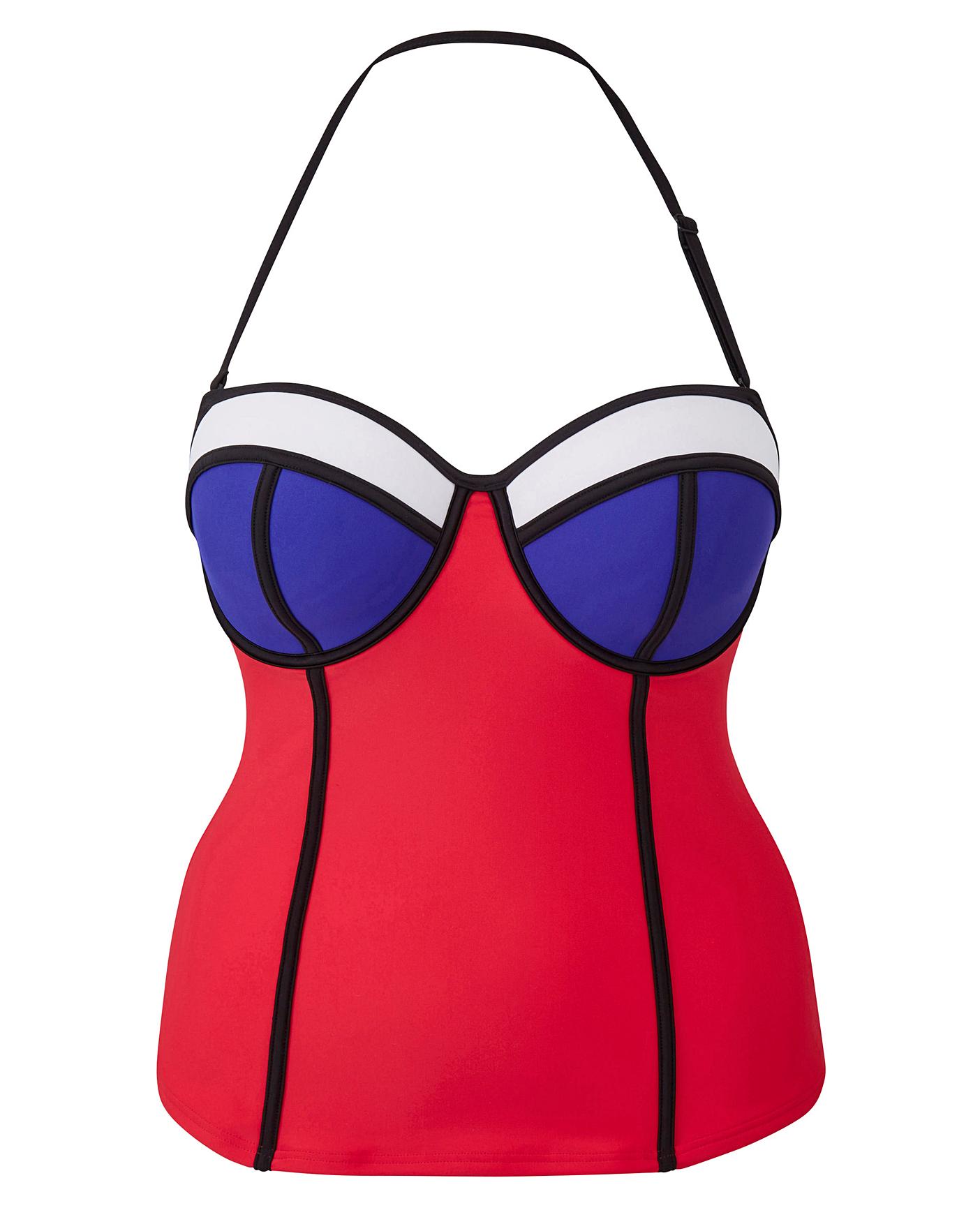 Simply Yours Colour Block Tankini Top J D Williams