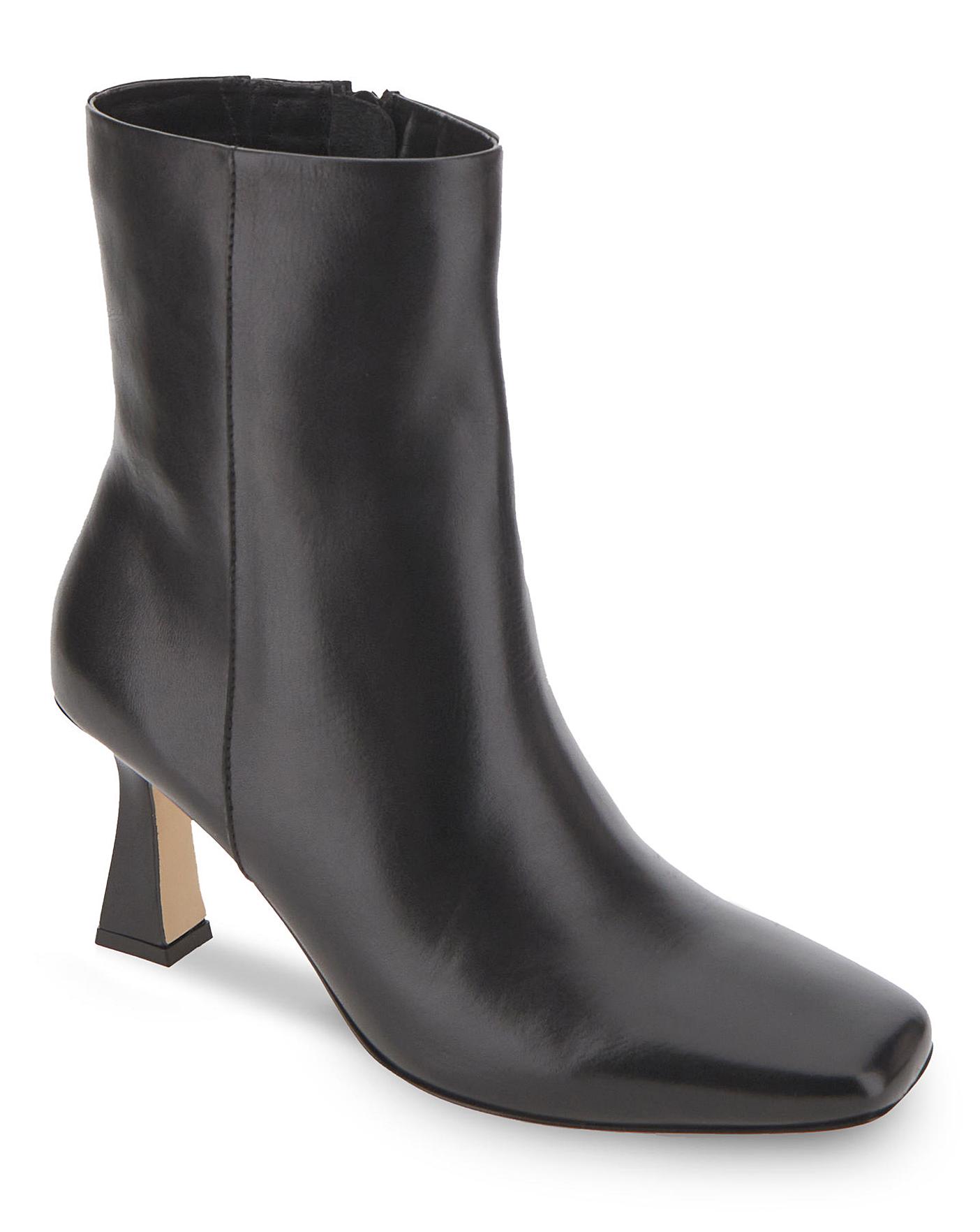 asos design roisin premium leather square toe boots in black