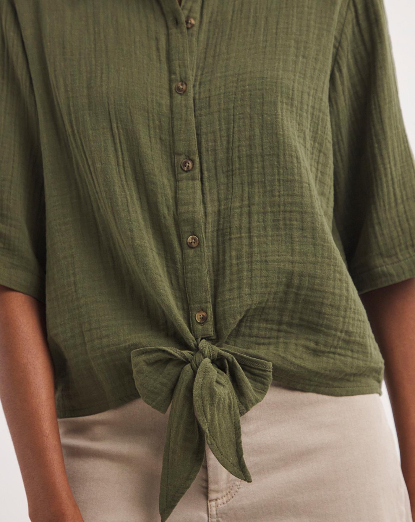 Cheesecloth Tie Front Shirt J D Williams