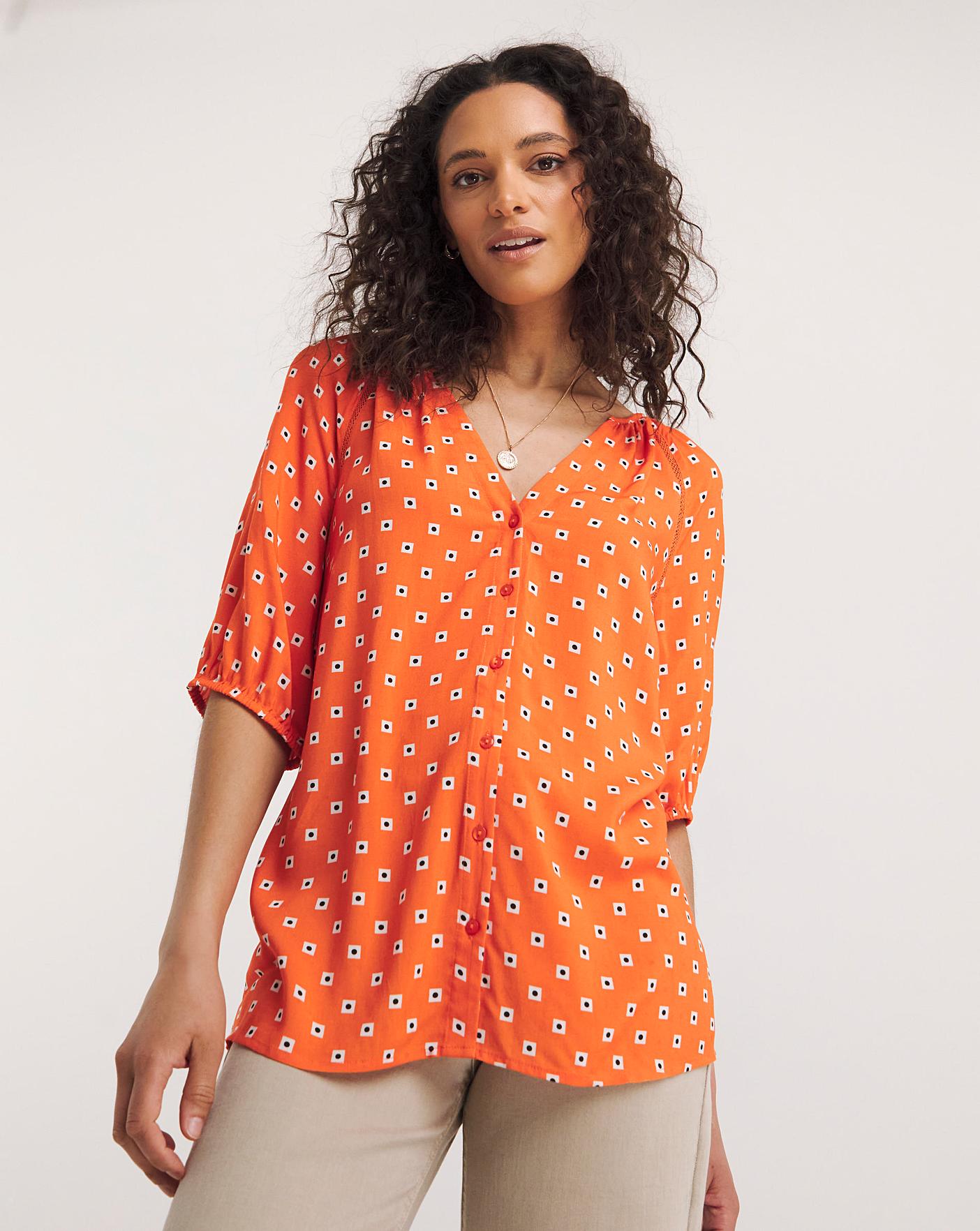 Lace Insert Viscose Collarless Blouse | Ambrose Wilson