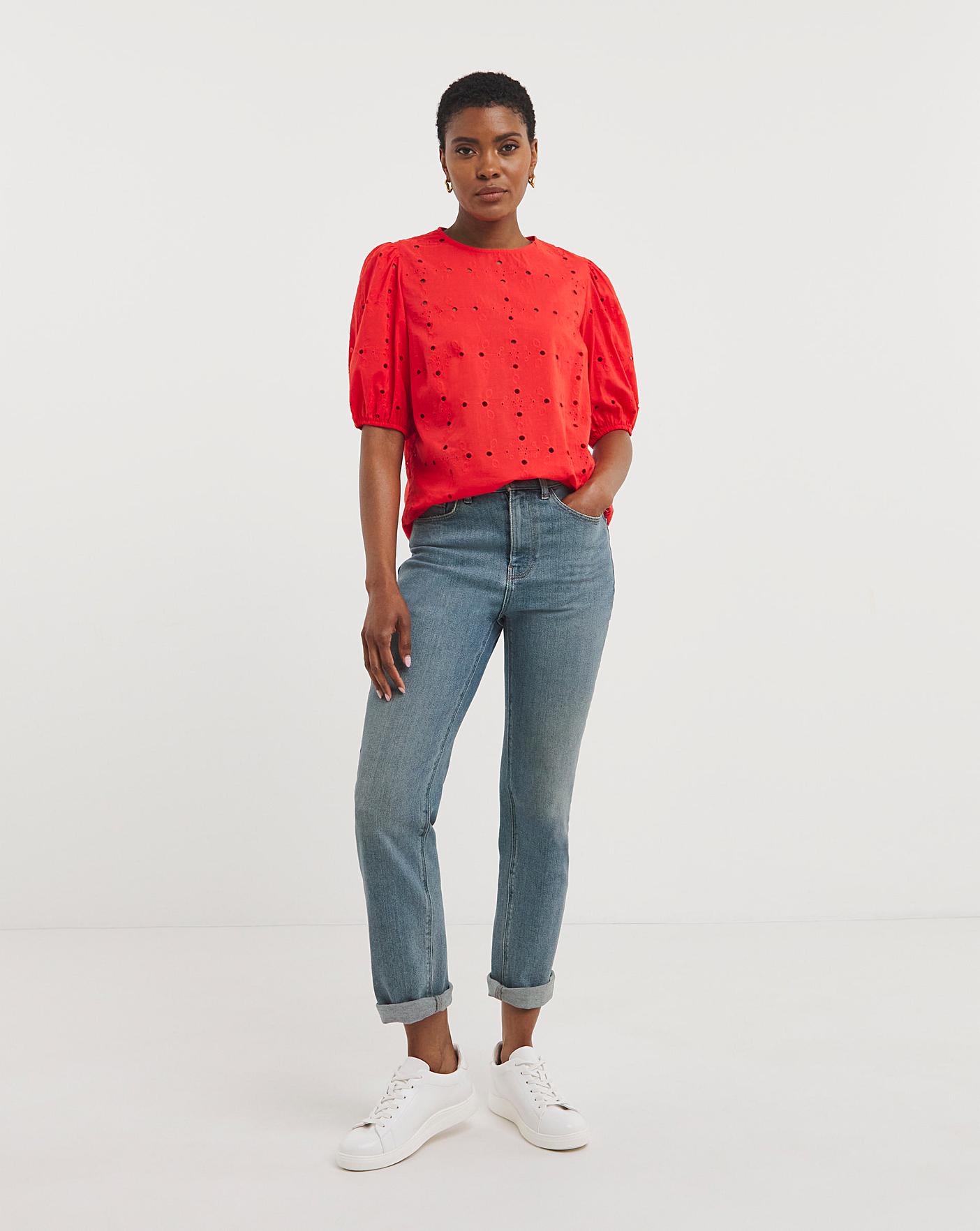 Puff Sleeve Broderie Top | Oxendales