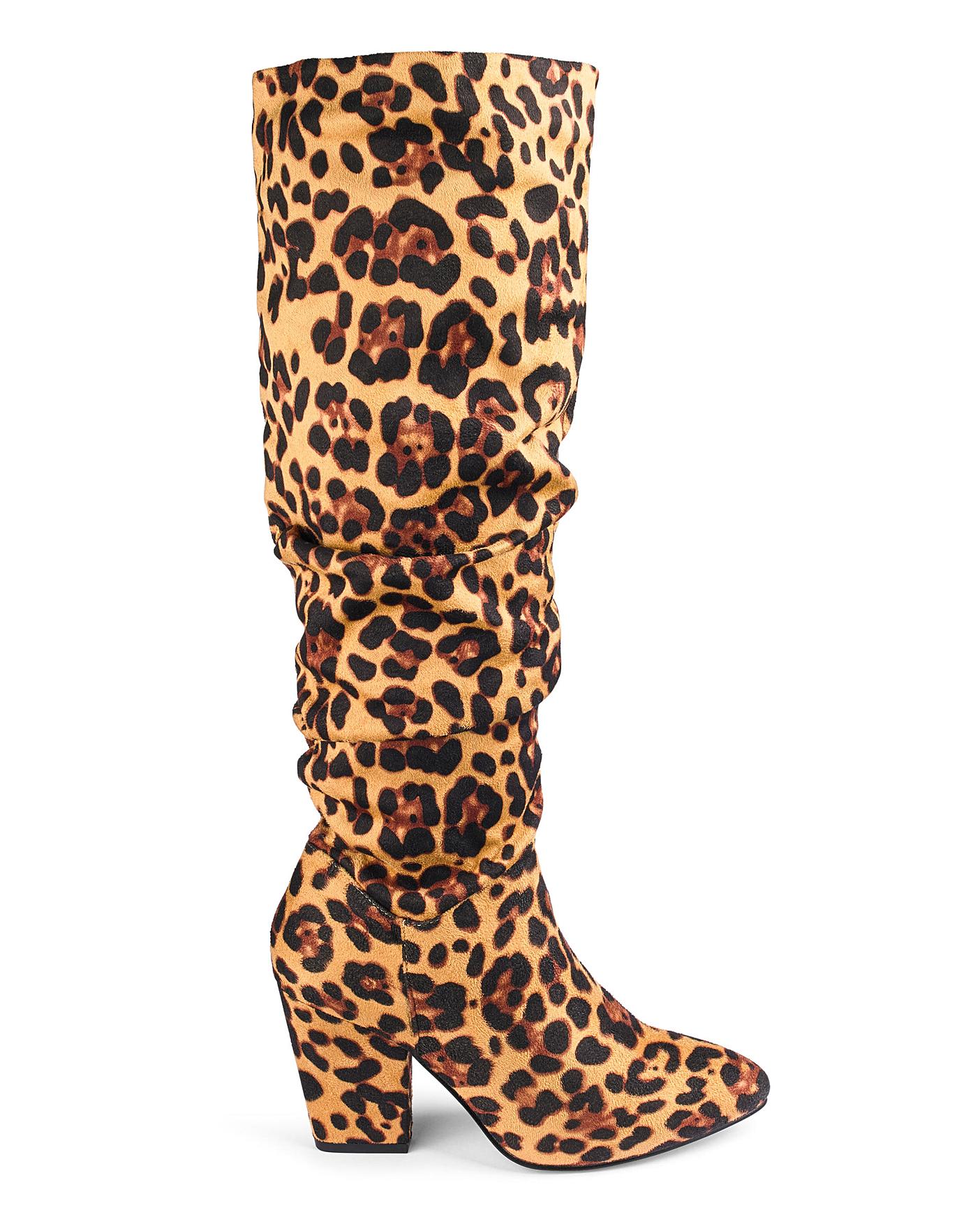 wide fit leopard print boots