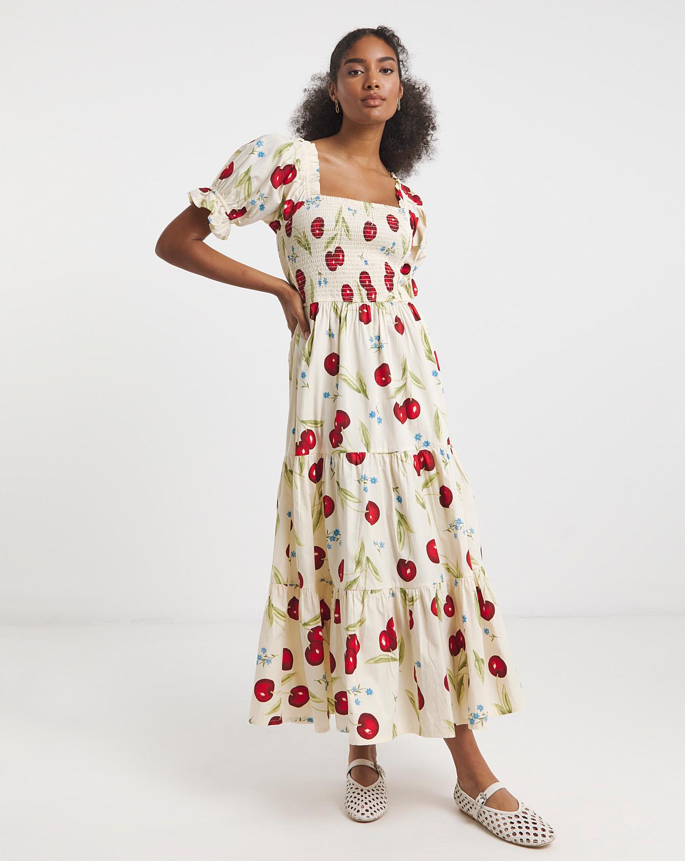 Neon Rose Cherry Midaxi Dress Simply Be