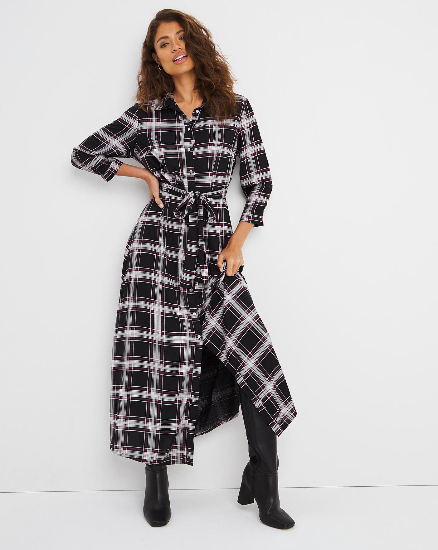Pink Check Maxi Shirt Dress | Fashion World