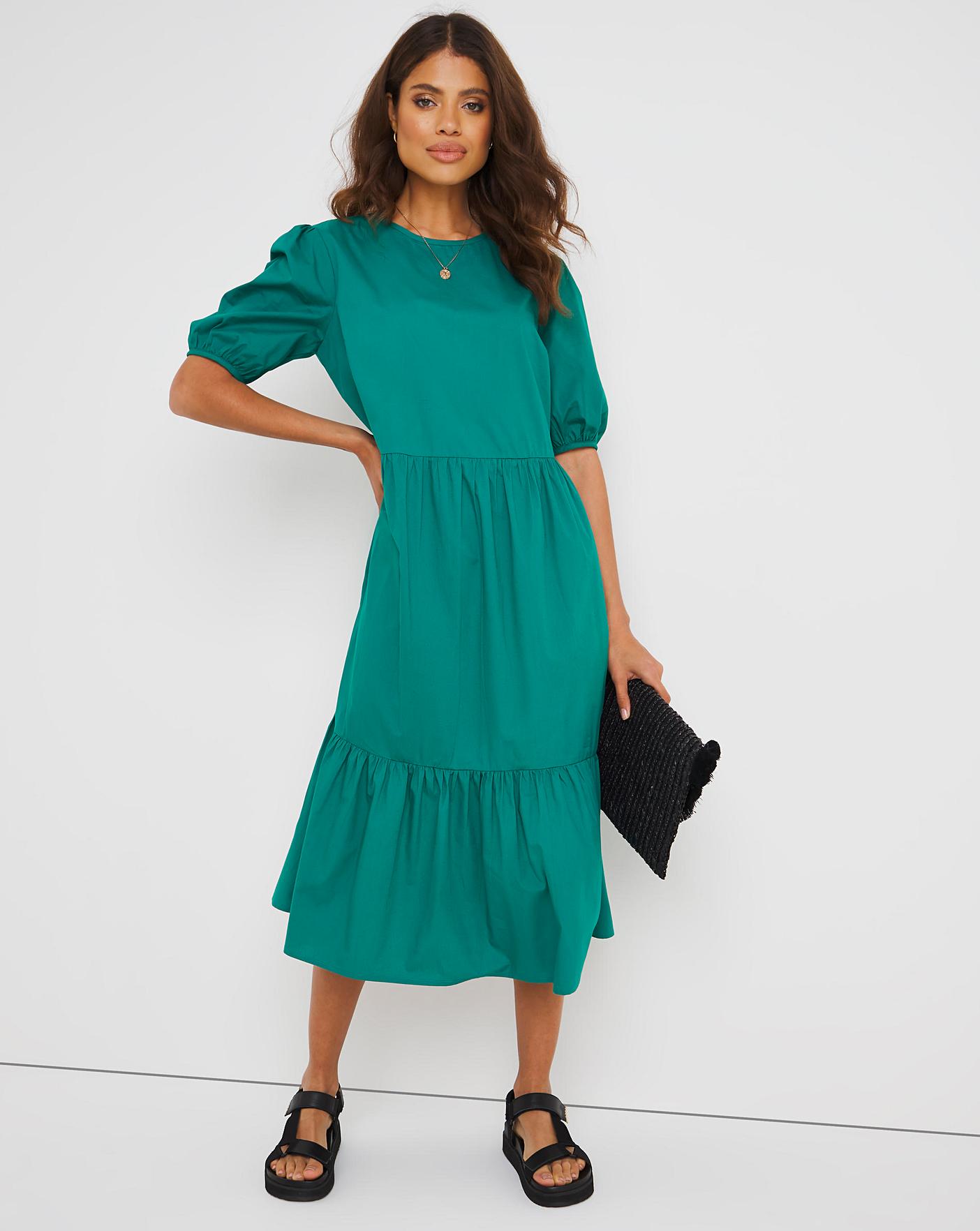 poplin ruffle tiered dress