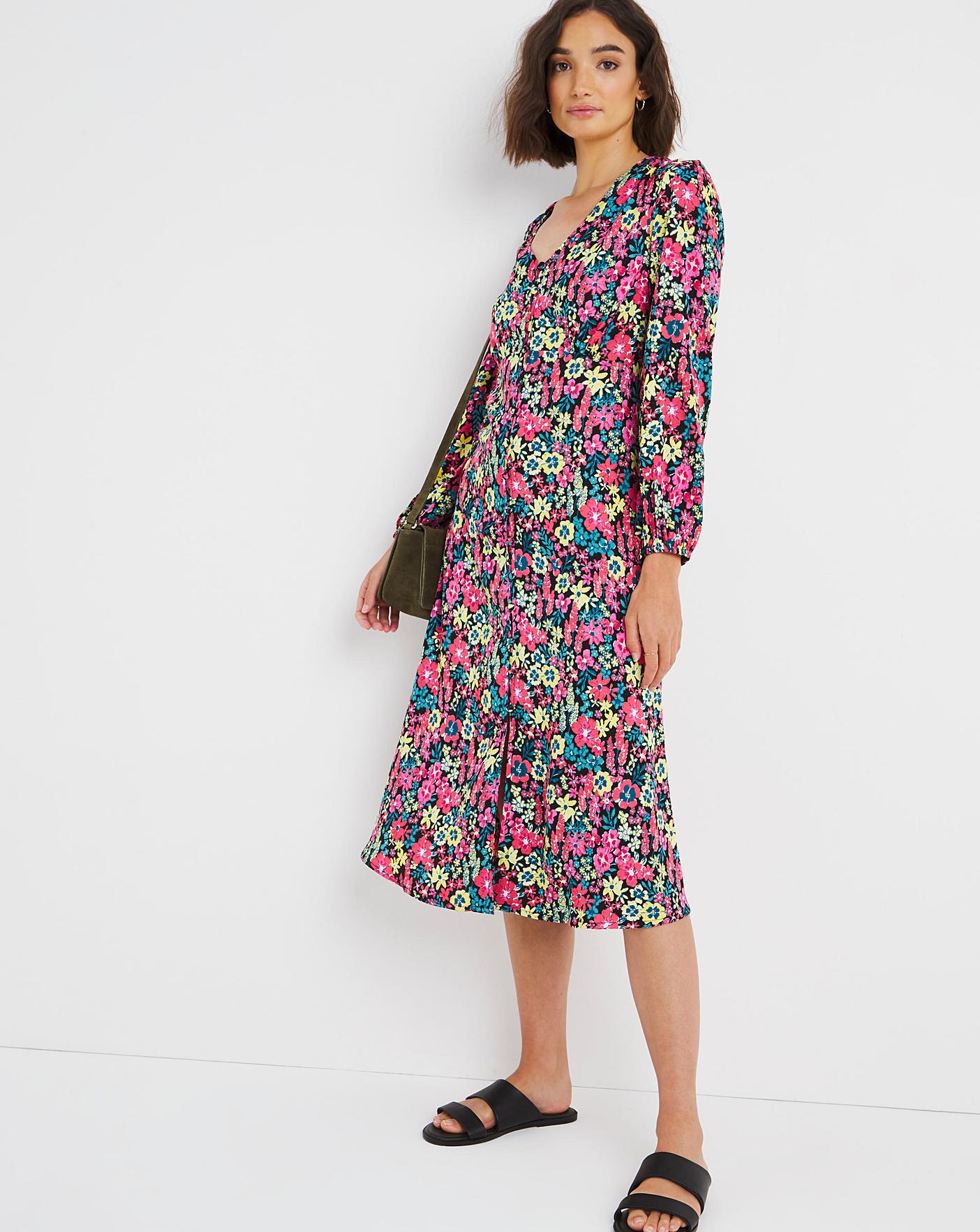 button through tea dress