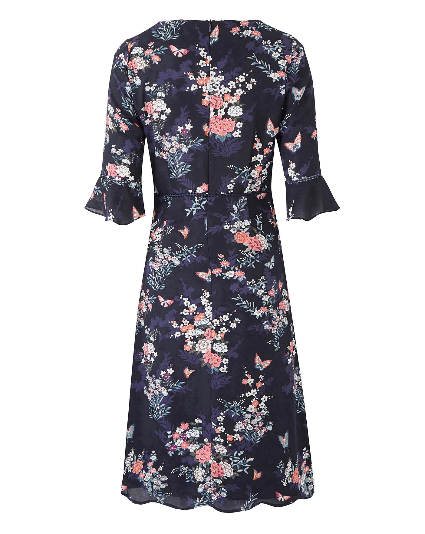 oasis flute sleeve midi dress