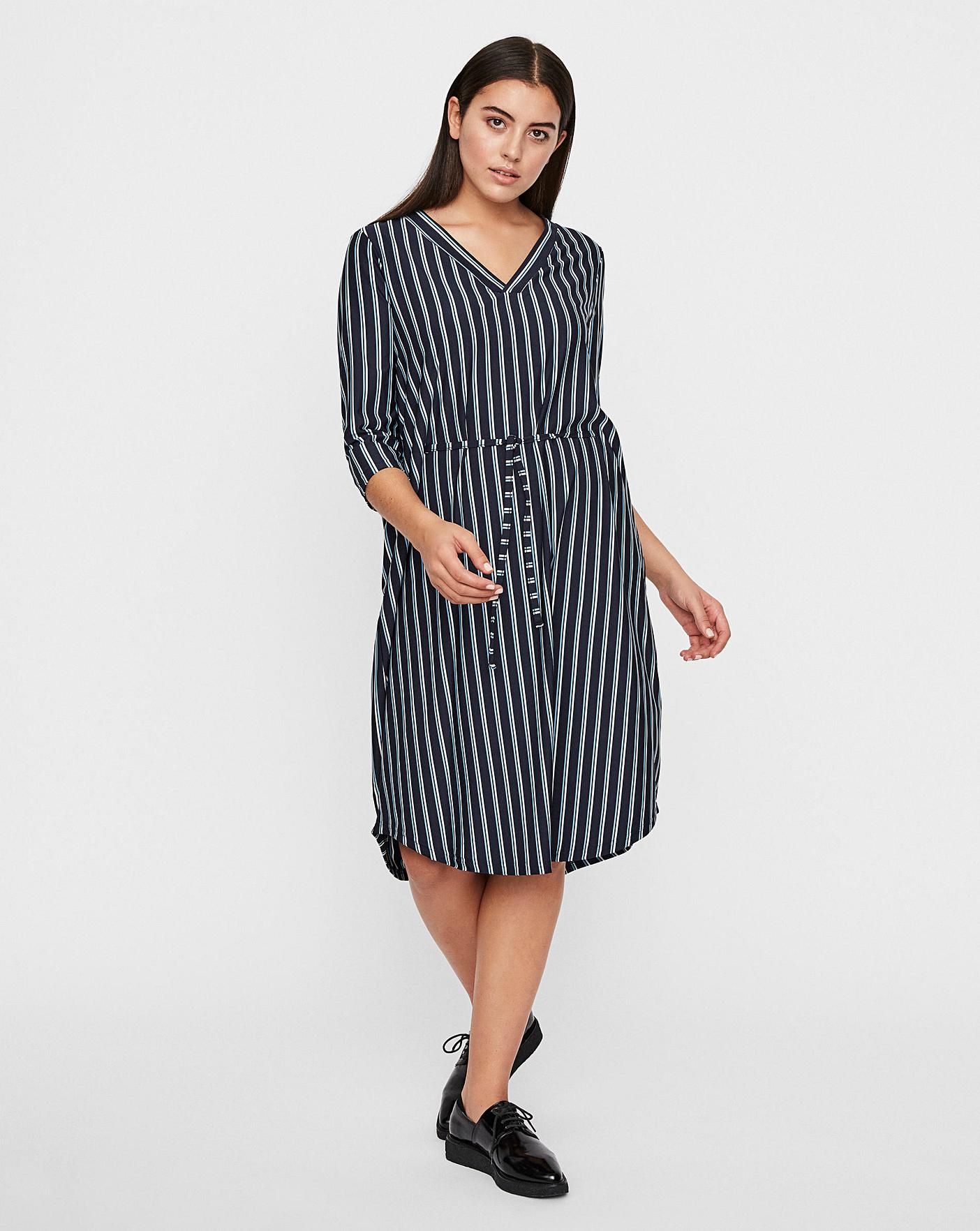 v neck striped dress