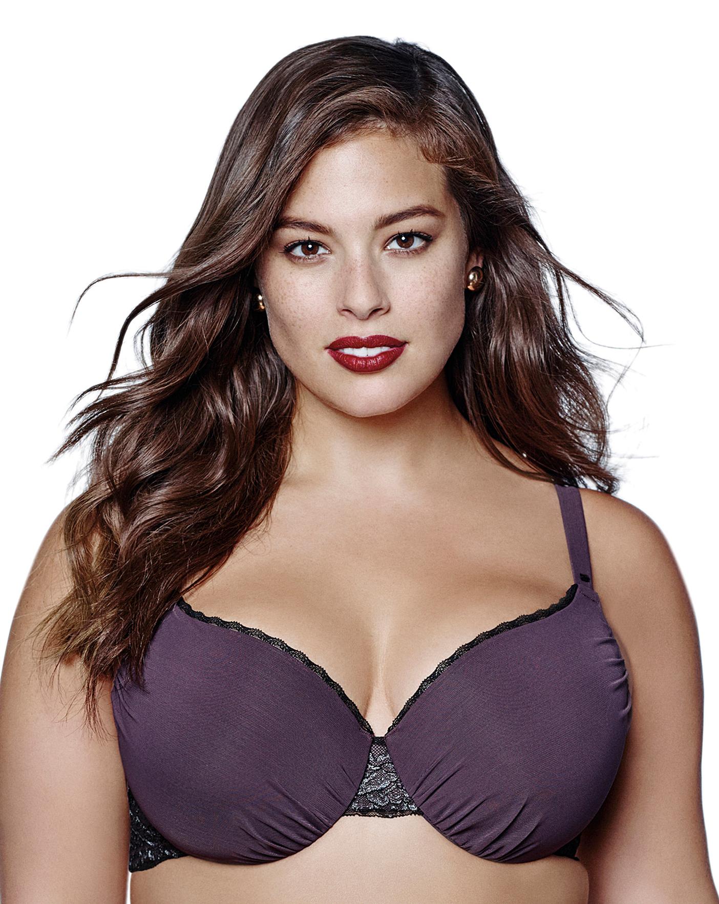 Ashley Graham's Lace And Microfiber Diva Demi Cup Bra 34DD And