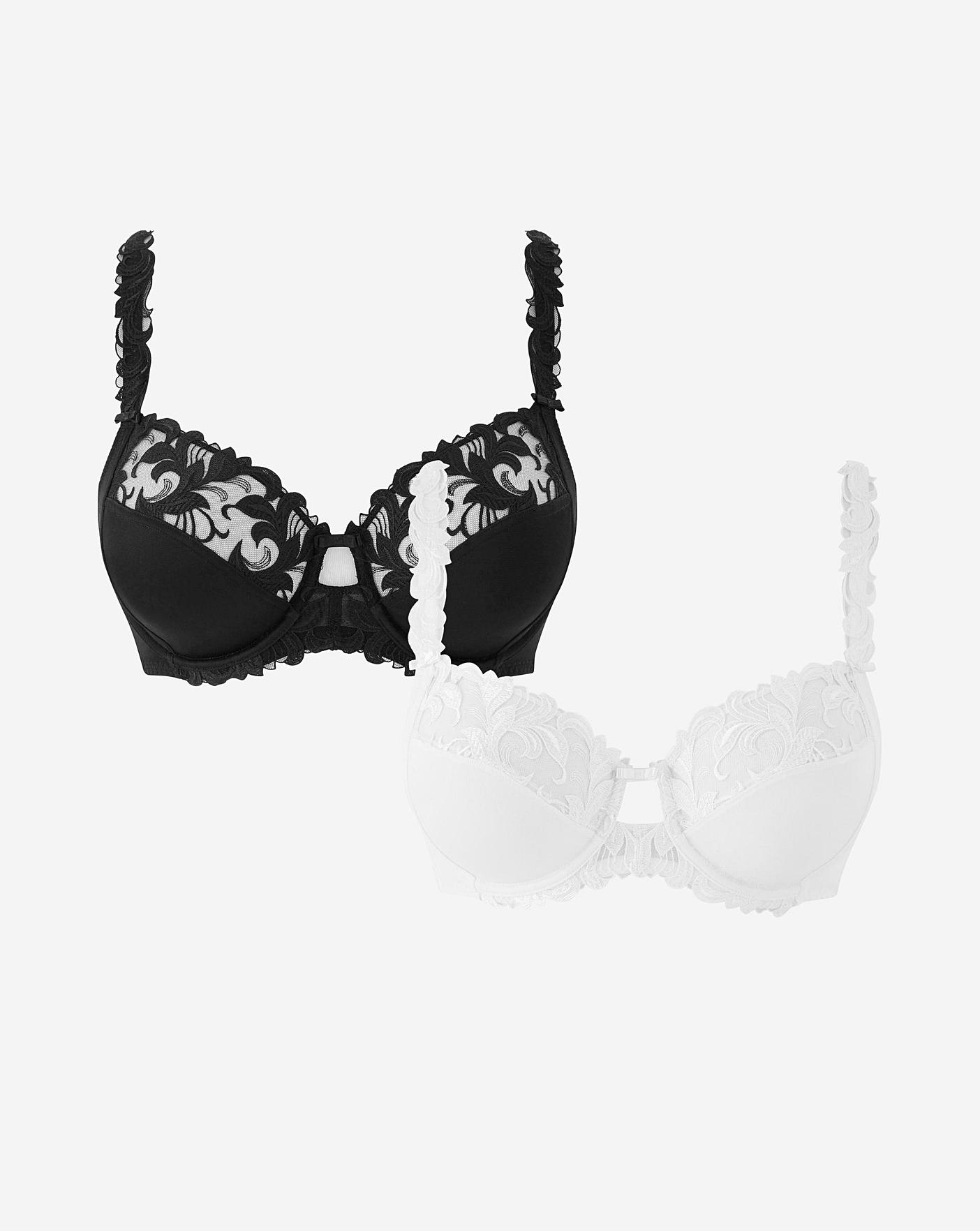 2 Pack Flora Full Cup Black White Bras J D Williams