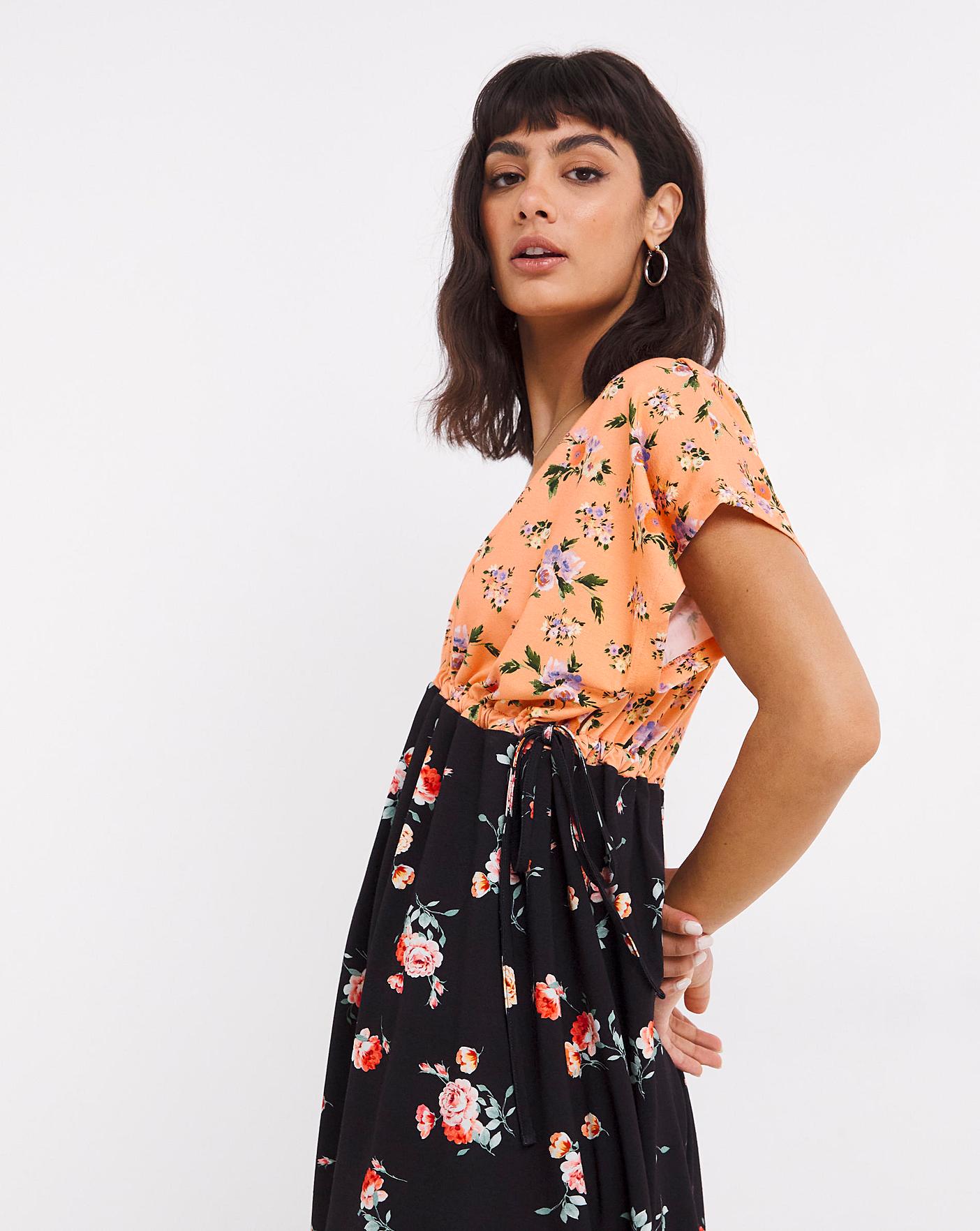 Collusion mixed on sale print smock dress