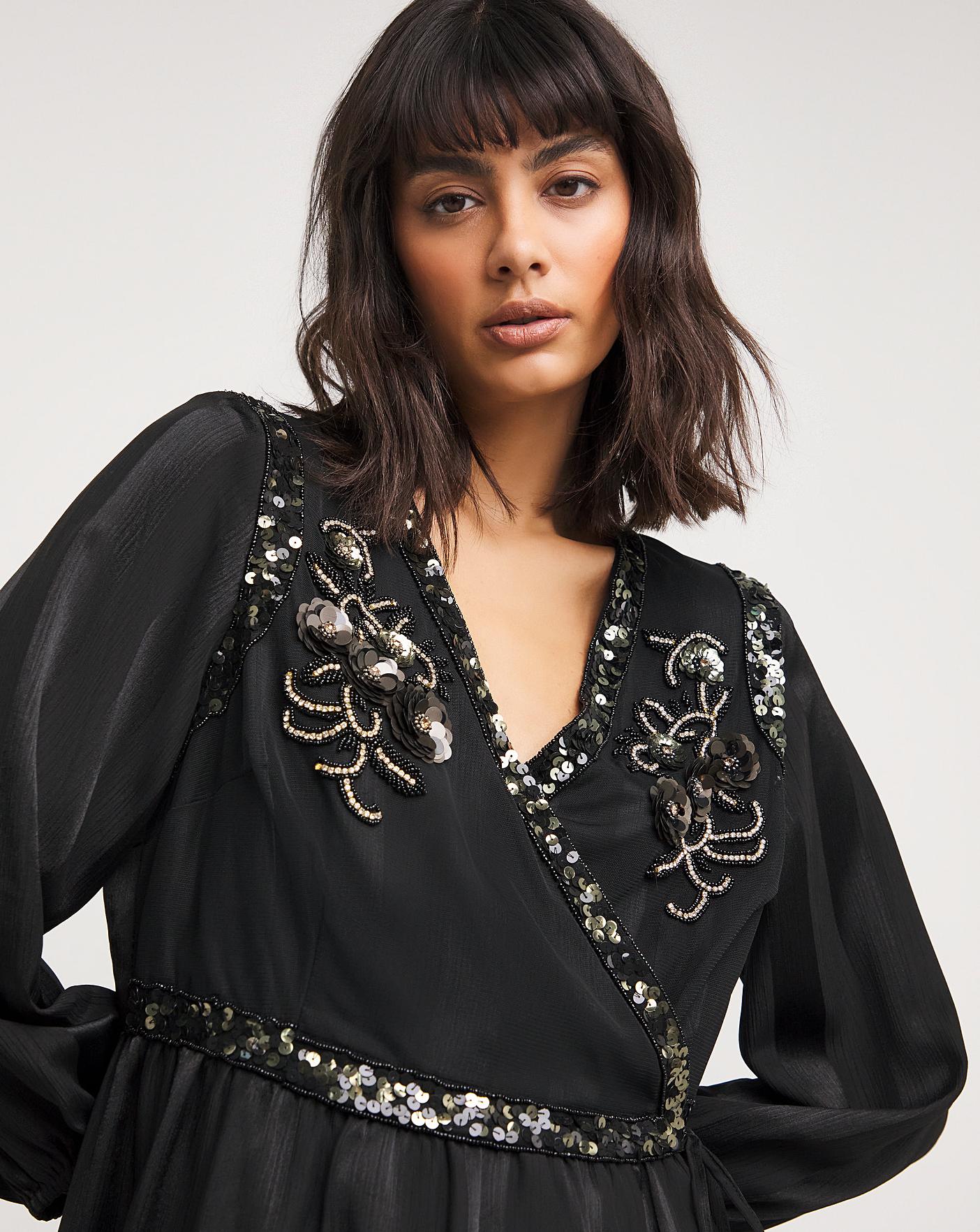 Joe Browns Embroidery Sequin Wrap Dress | Oxendales