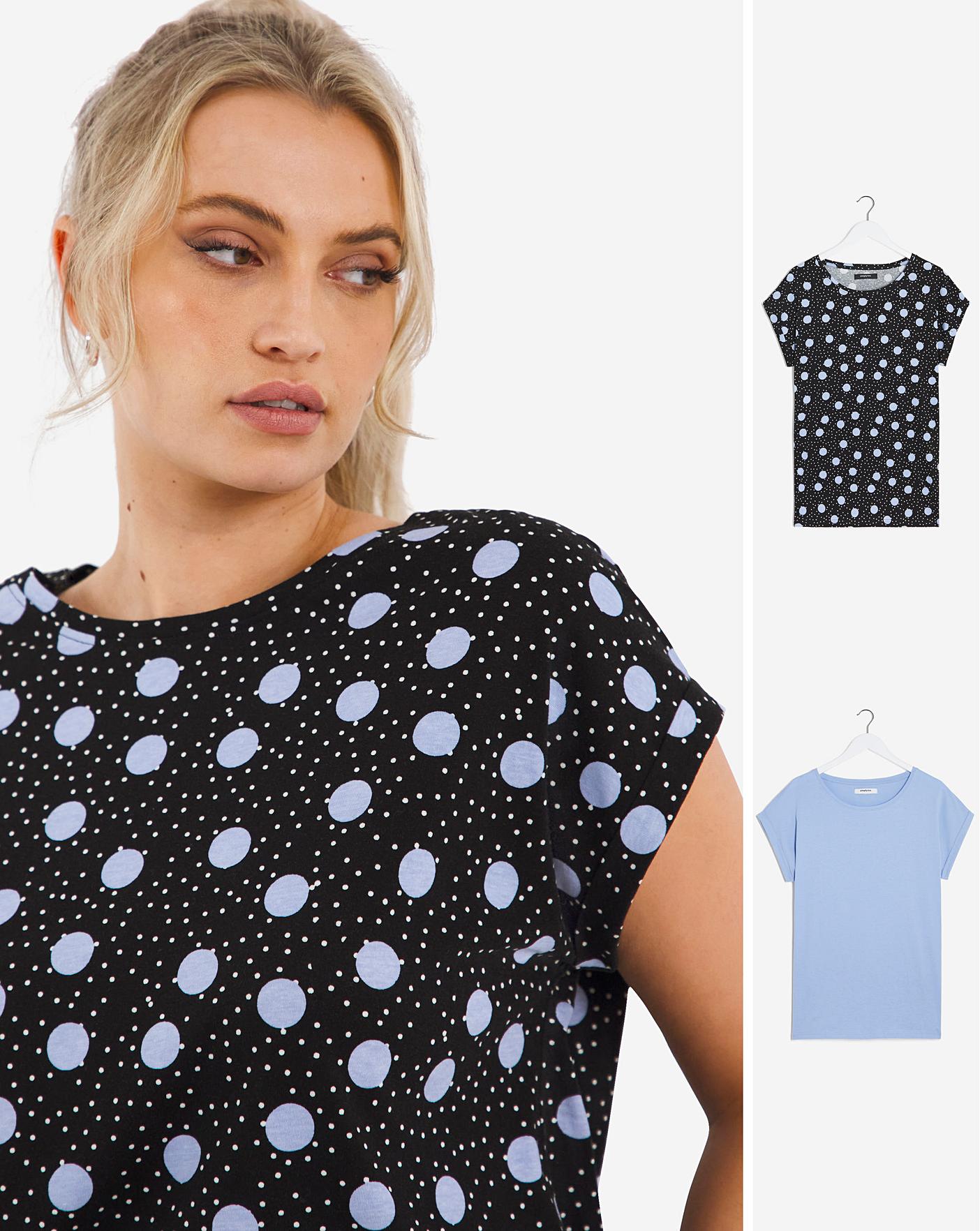 2 Pack Blue/Spot Boyfriend Tee's Fashion World