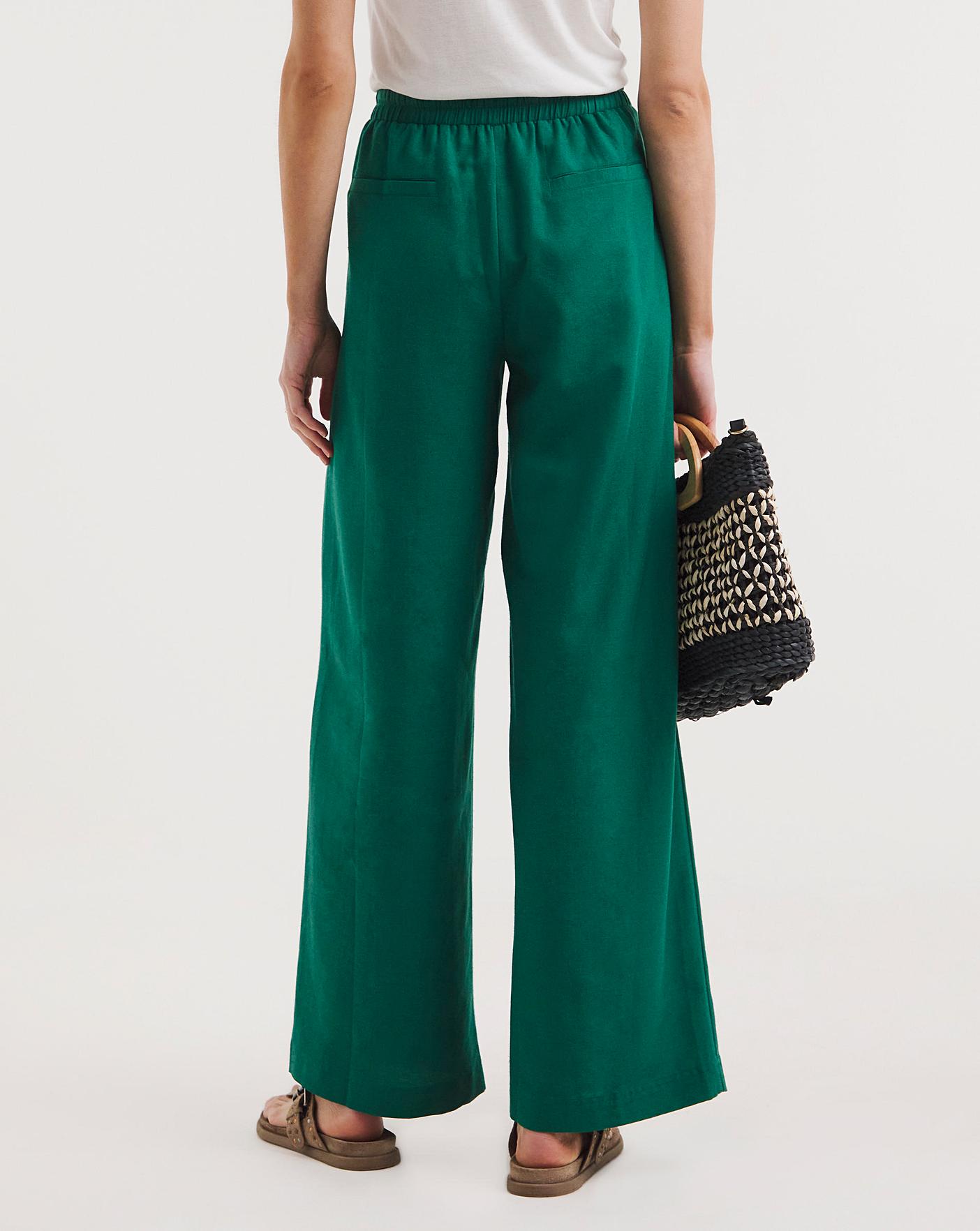 Evergreen Linen Mix Wide Leg Trousers Oxendales