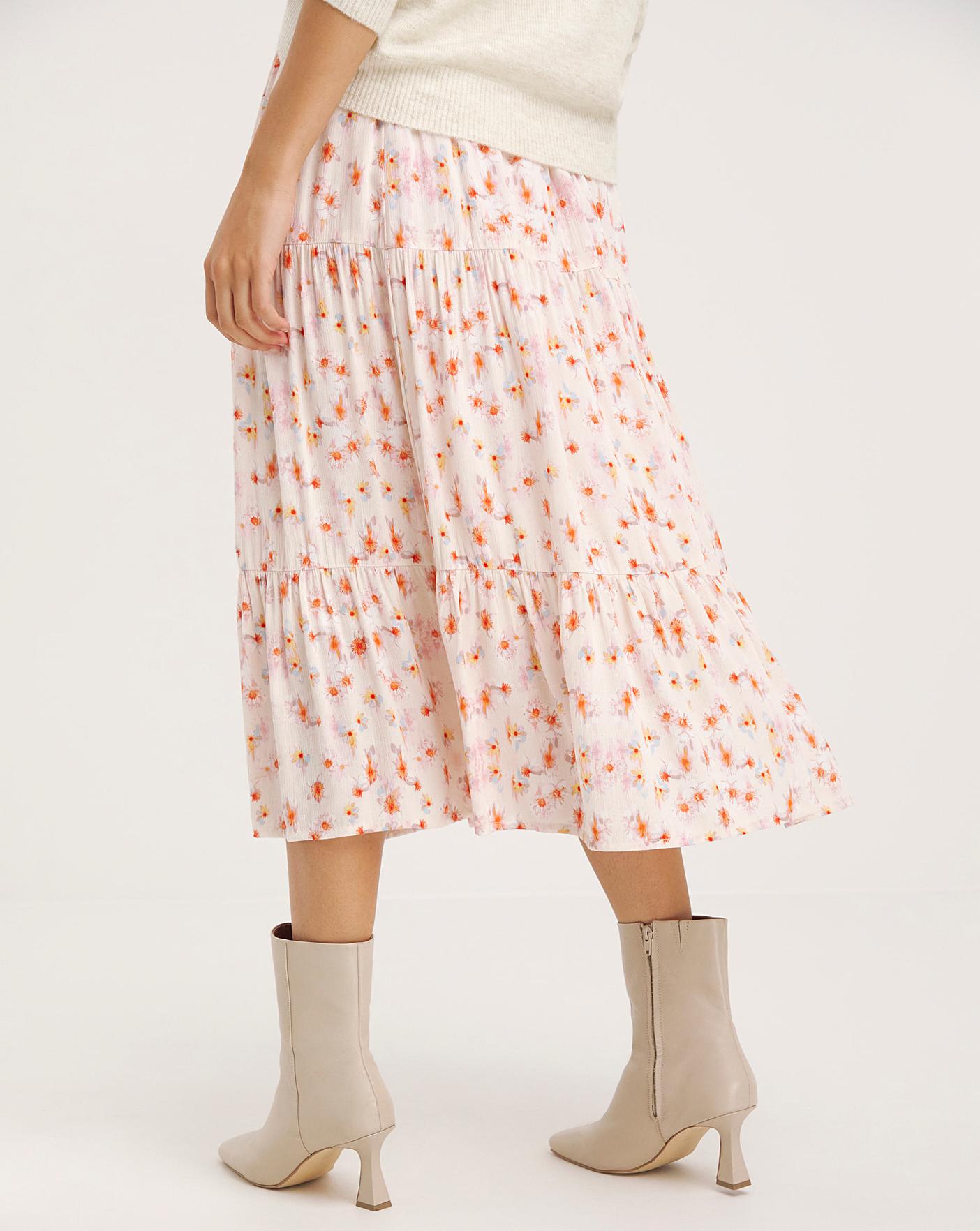 Tiered Crinkle Textured Midaxi Skirt | Ambrose Wilson