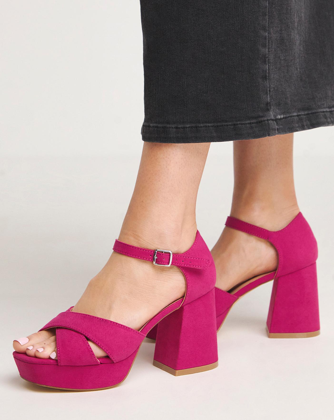 Pink suede platform heels hotsell