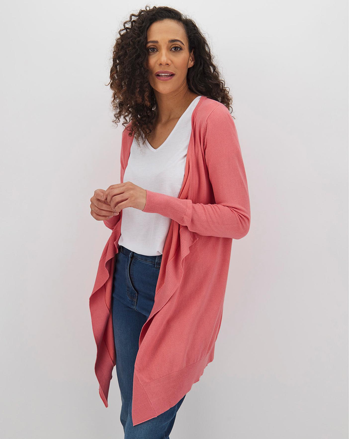 Dusted Coral Waterfall Cardigan | J D Williams