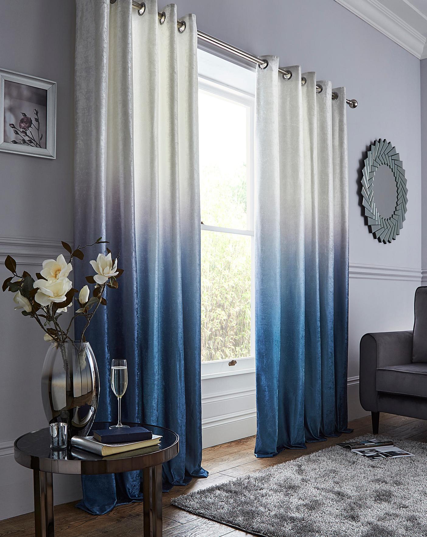 Lustre Ombre Velvet Eyelet Curtains Home Essentials