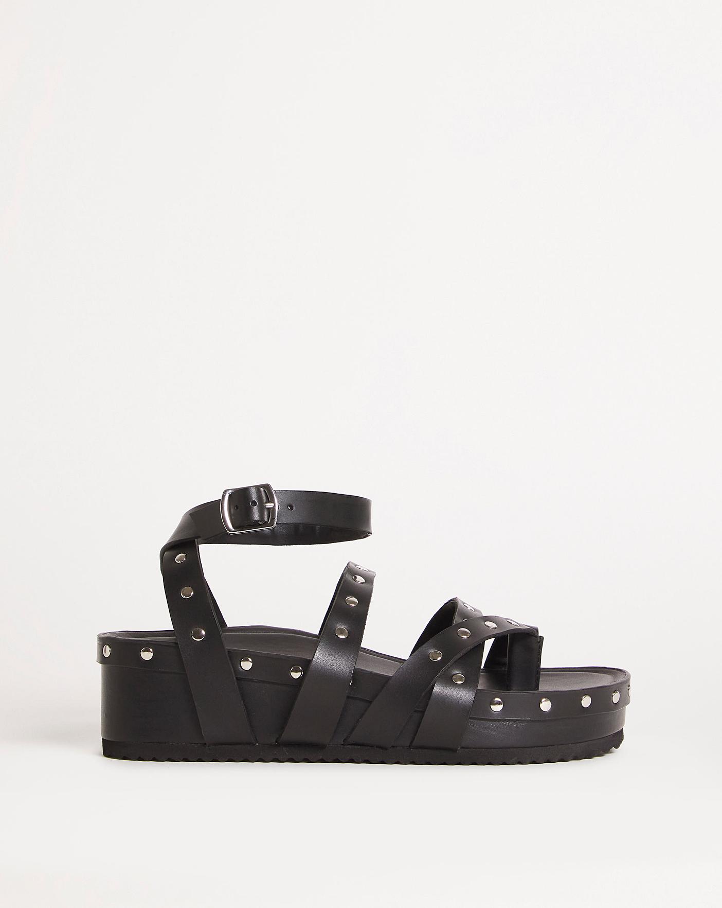 Studded Footbed Sandals Wide Simply Be