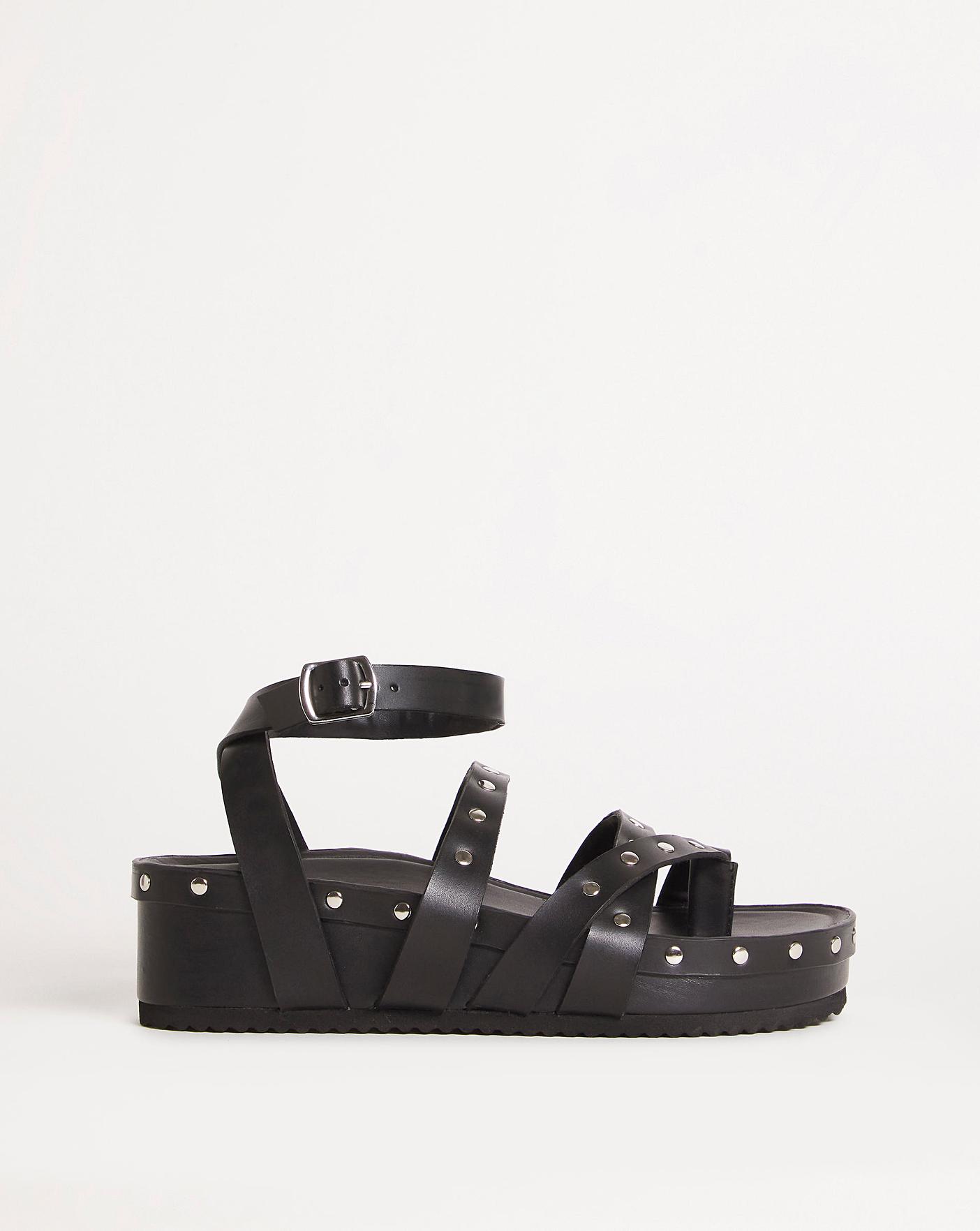 Studded Footbed Sandals Ex Wide Simply Be