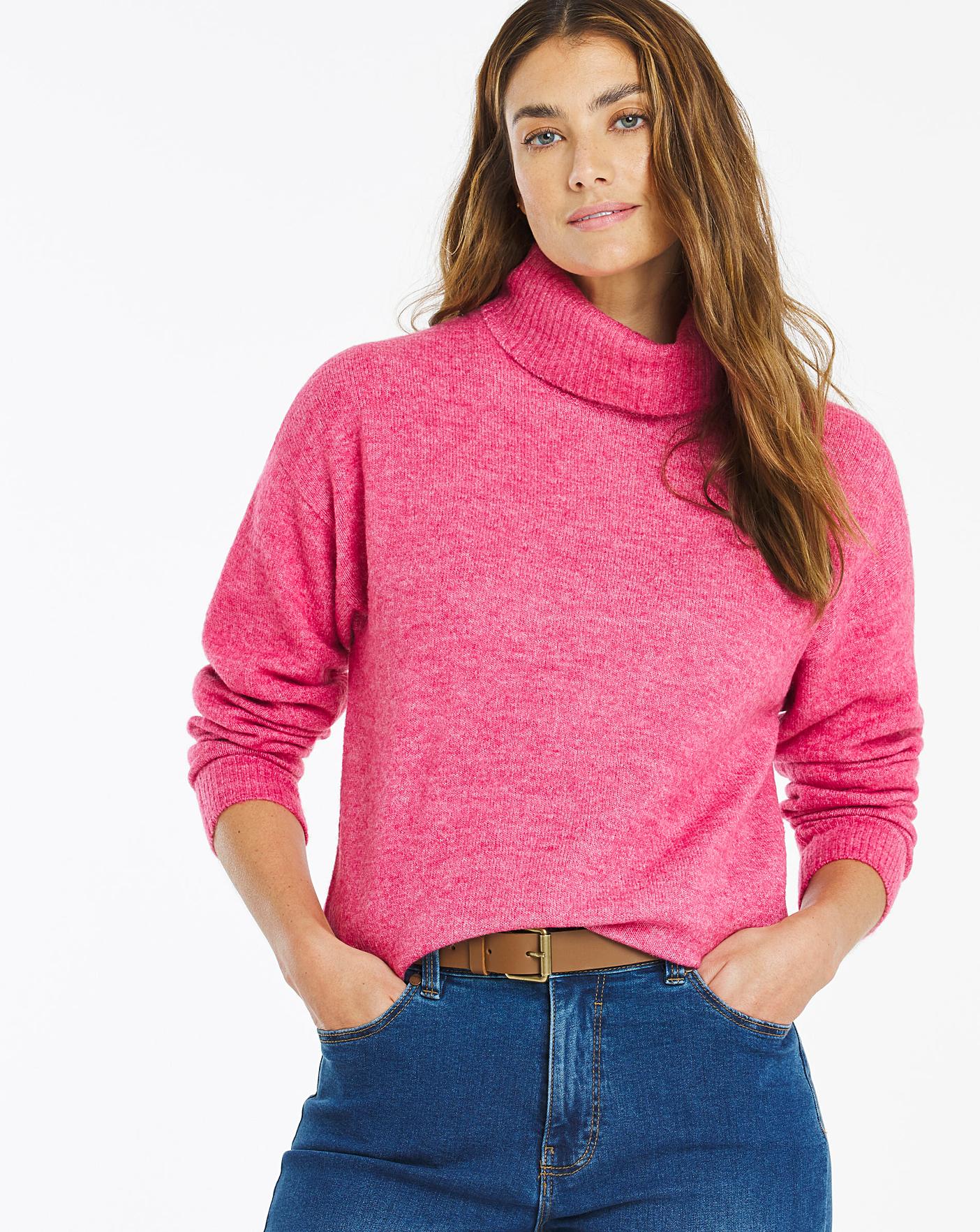 pink polo neck jumper