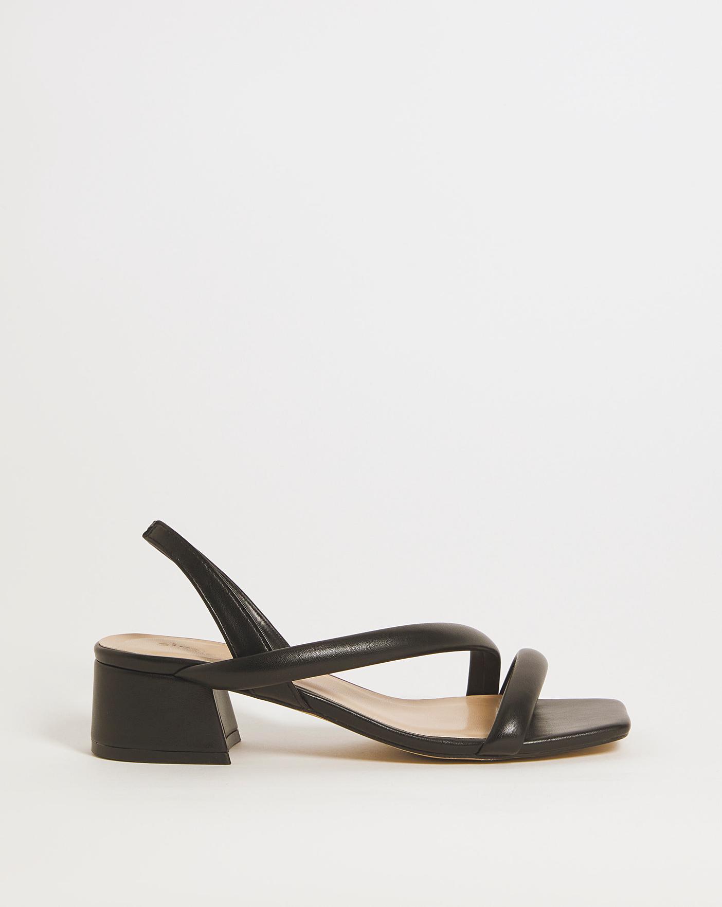 Helena Wide Fit Black Faux Suede Heeled Sandals | SilkFred