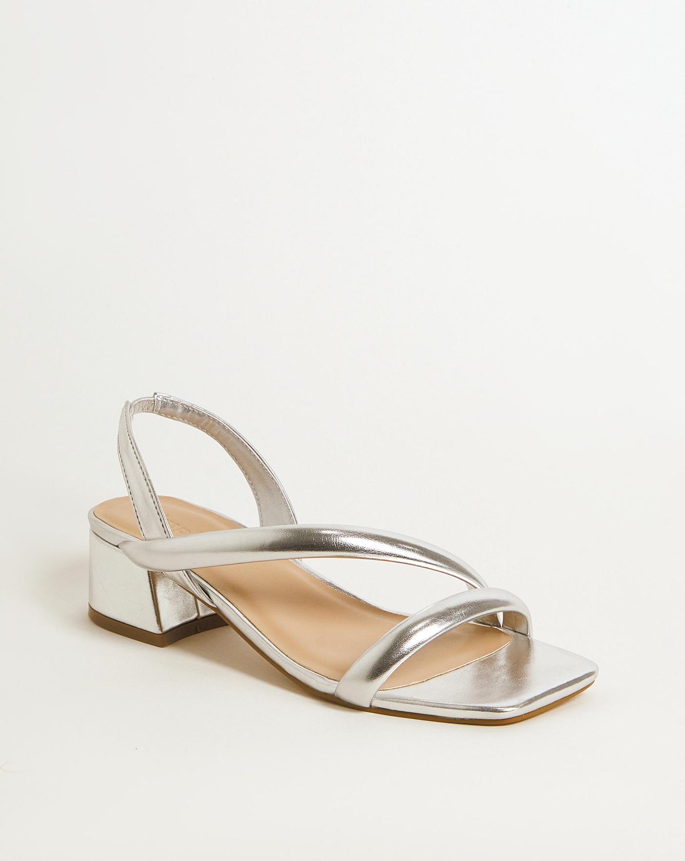 Metallic mid clearance heel sandals