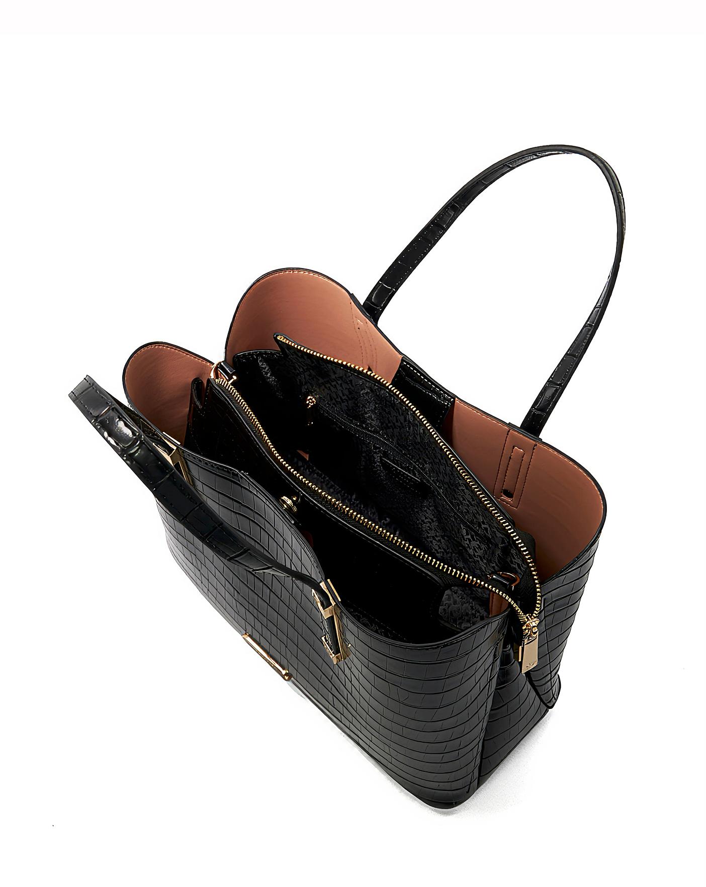 Dune Dorries Black Croc Tote Bag Oxendales