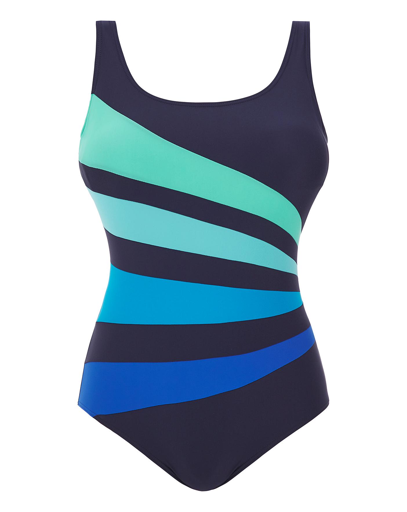 Sporty Piping Swimsuit | J D Williams