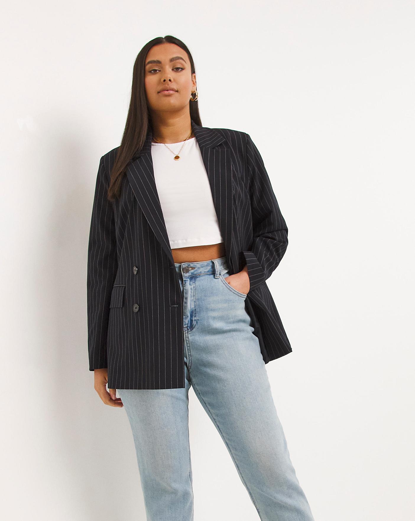 pinstripe boyfriend blazer