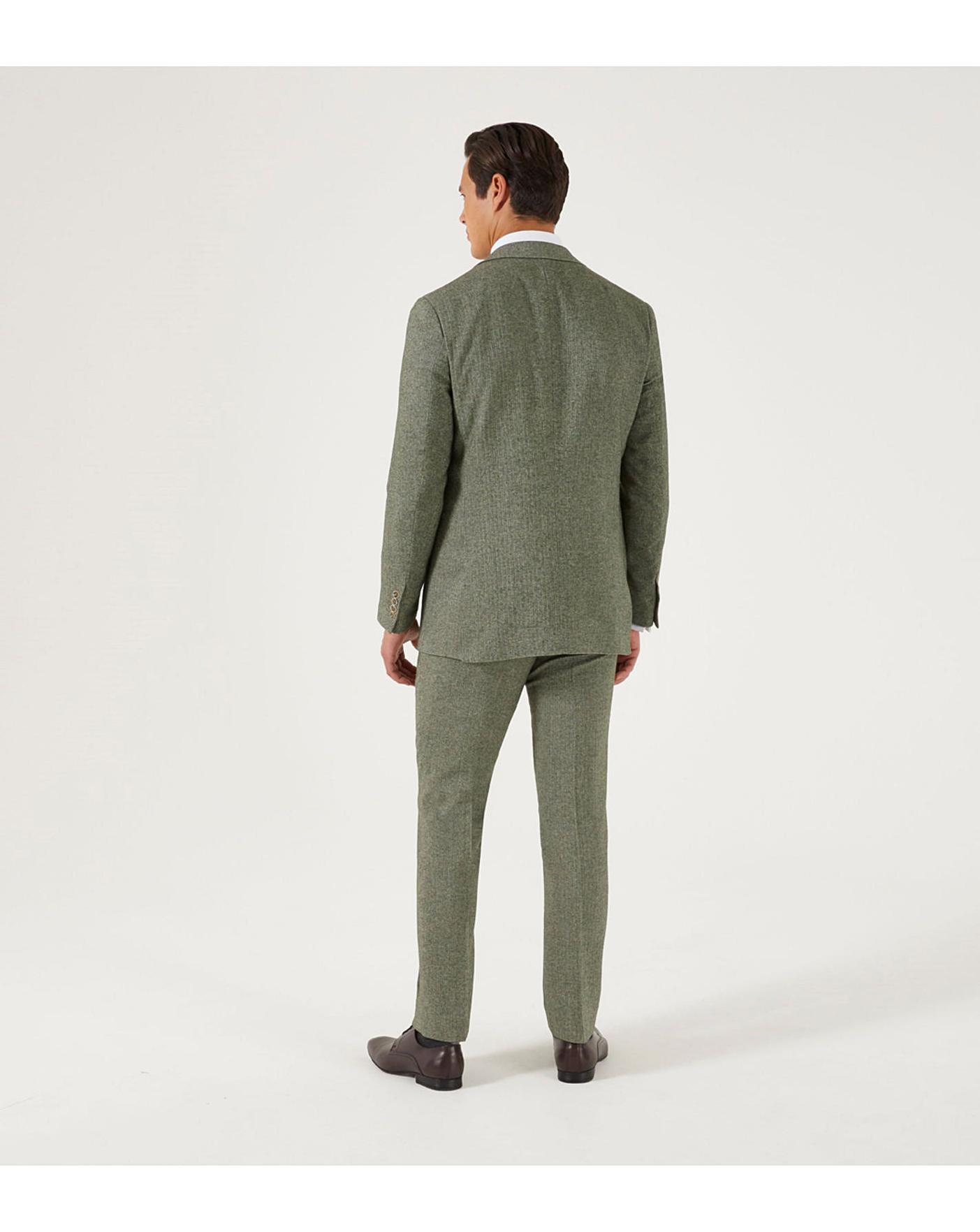 Moss London Sage Herringbone Suit