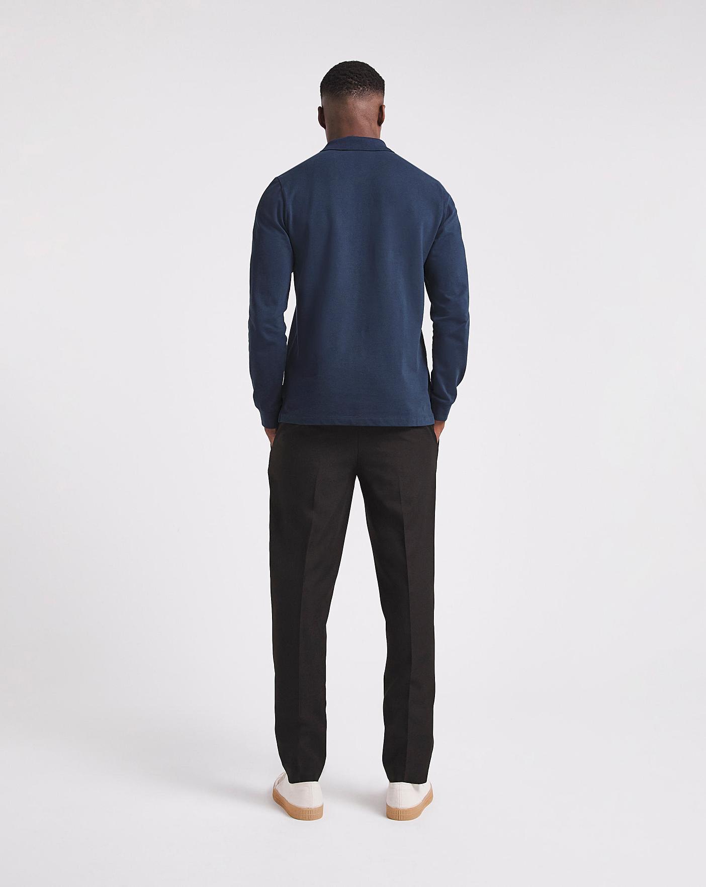 Pure Cotton Long Sleeve Pique Polo Long | Oxendales
