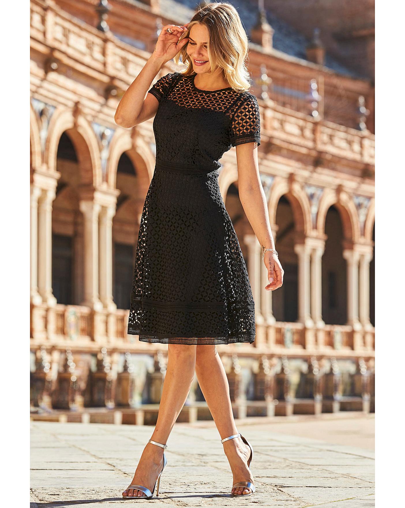 Fit and flare clearance lace dress with sleeves