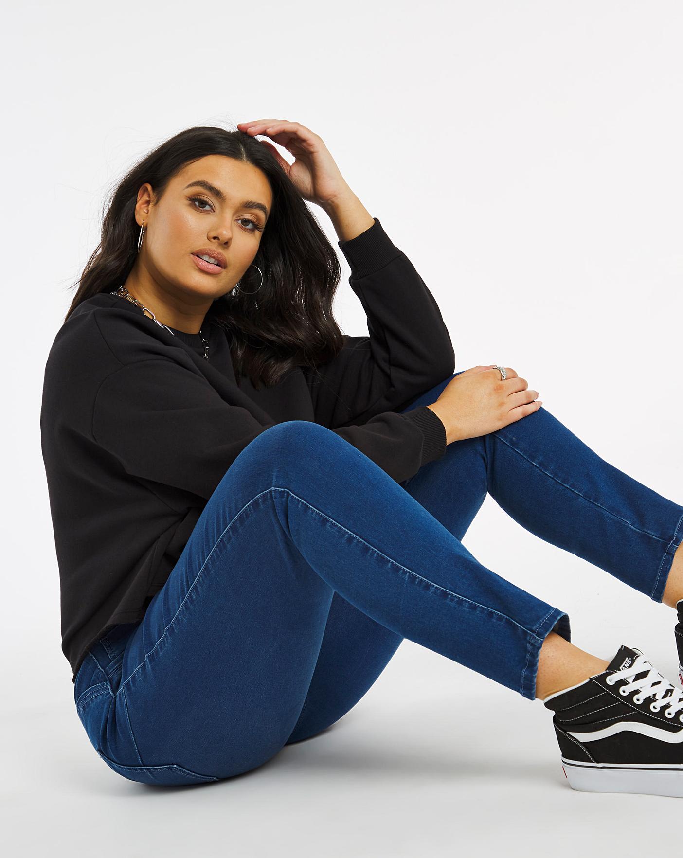 Pull On Power Mid Blue Slim Jeggings 